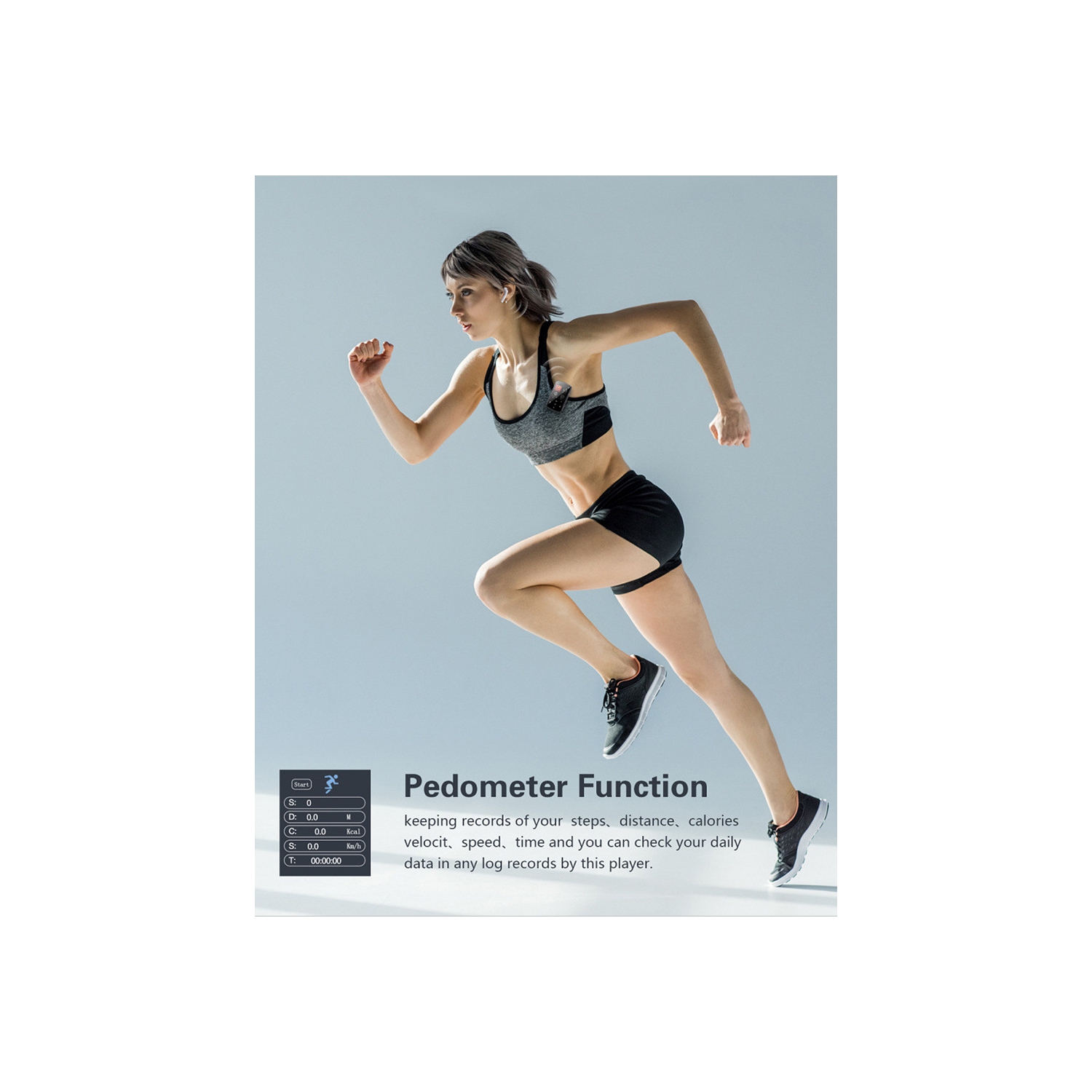 Lecteur de musique MP3 + 8 Go carte mémoire USB portatif sport Écran tactile Bluetooth avec pince pour carte TF Lecteur électronique radio FM