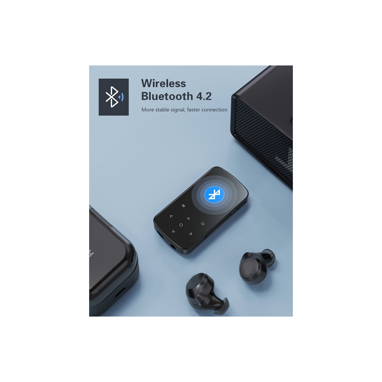 Lecteur de musique MP3 + 8 Go carte mémoire USB portatif sport Écran tactile Bluetooth avec pince pour carte TF Lecteur électronique radio FM