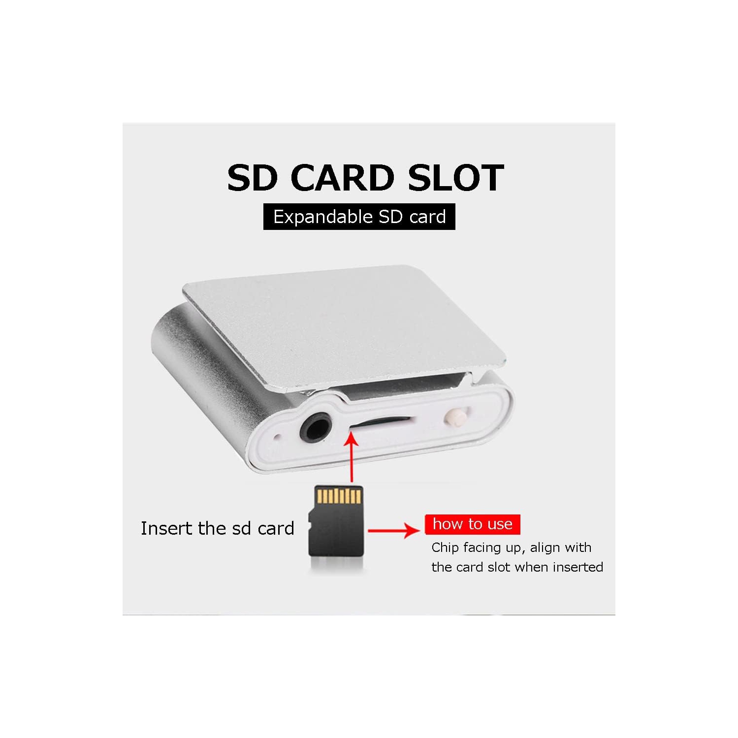 Mini lecteur de musique MP3 portatif avec écran ACL à pince et carte mémoire pour une utilisation à l'extérieur avec des écouteurs avec fil