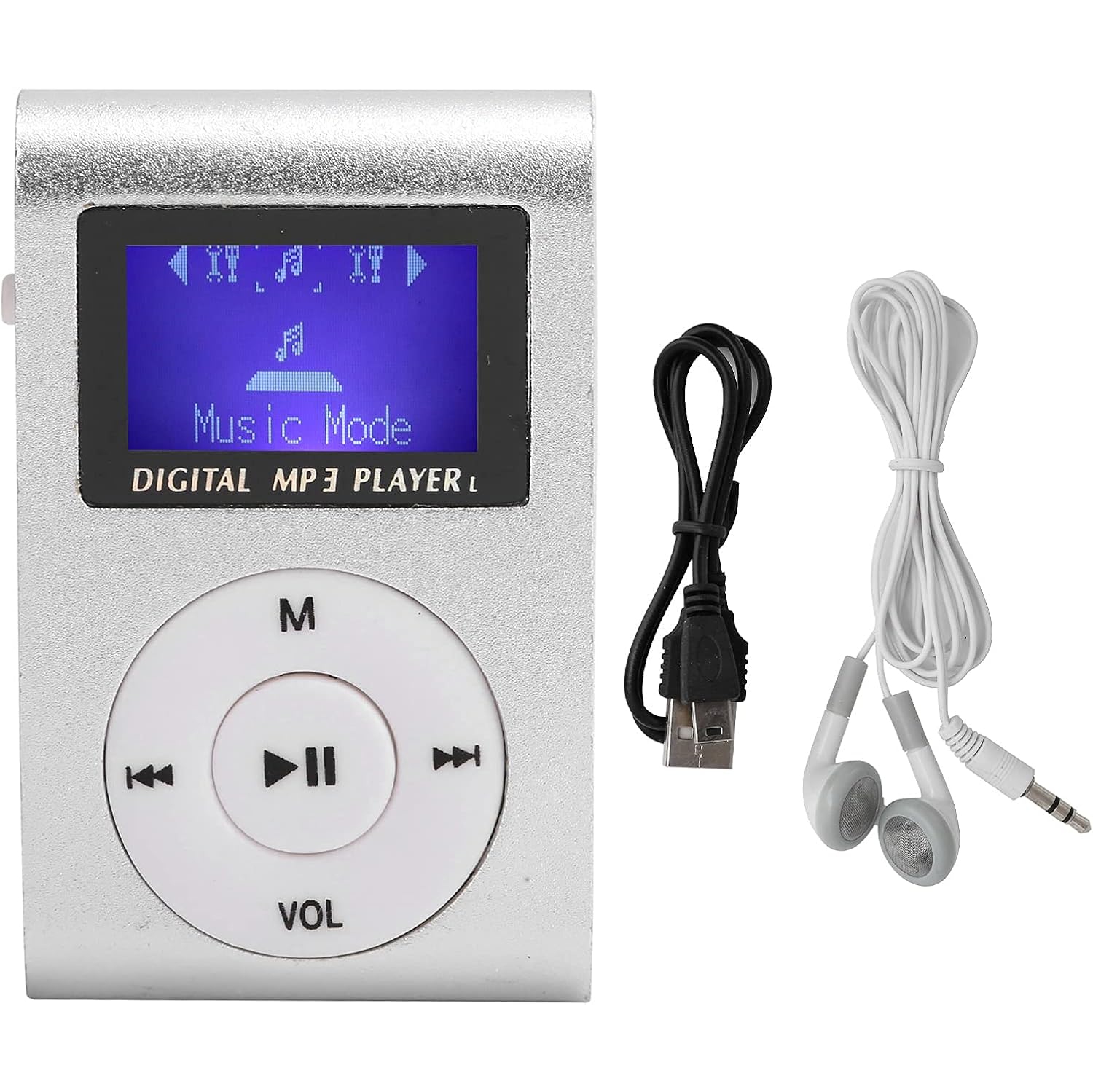 Mini lecteur de musique MP3 portatif avec écran ACL à pince et carte mémoire pour une utilisation à l'extérieur avec des écouteurs avec fil