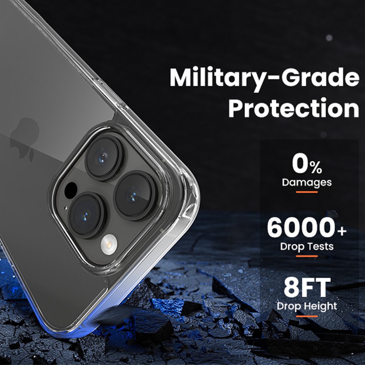 Convient à l'iPhone 17 Pro Max étui protecteur transparent pour téléphone cellulaire, haute définition, transparent, résistant aux chutes, aux