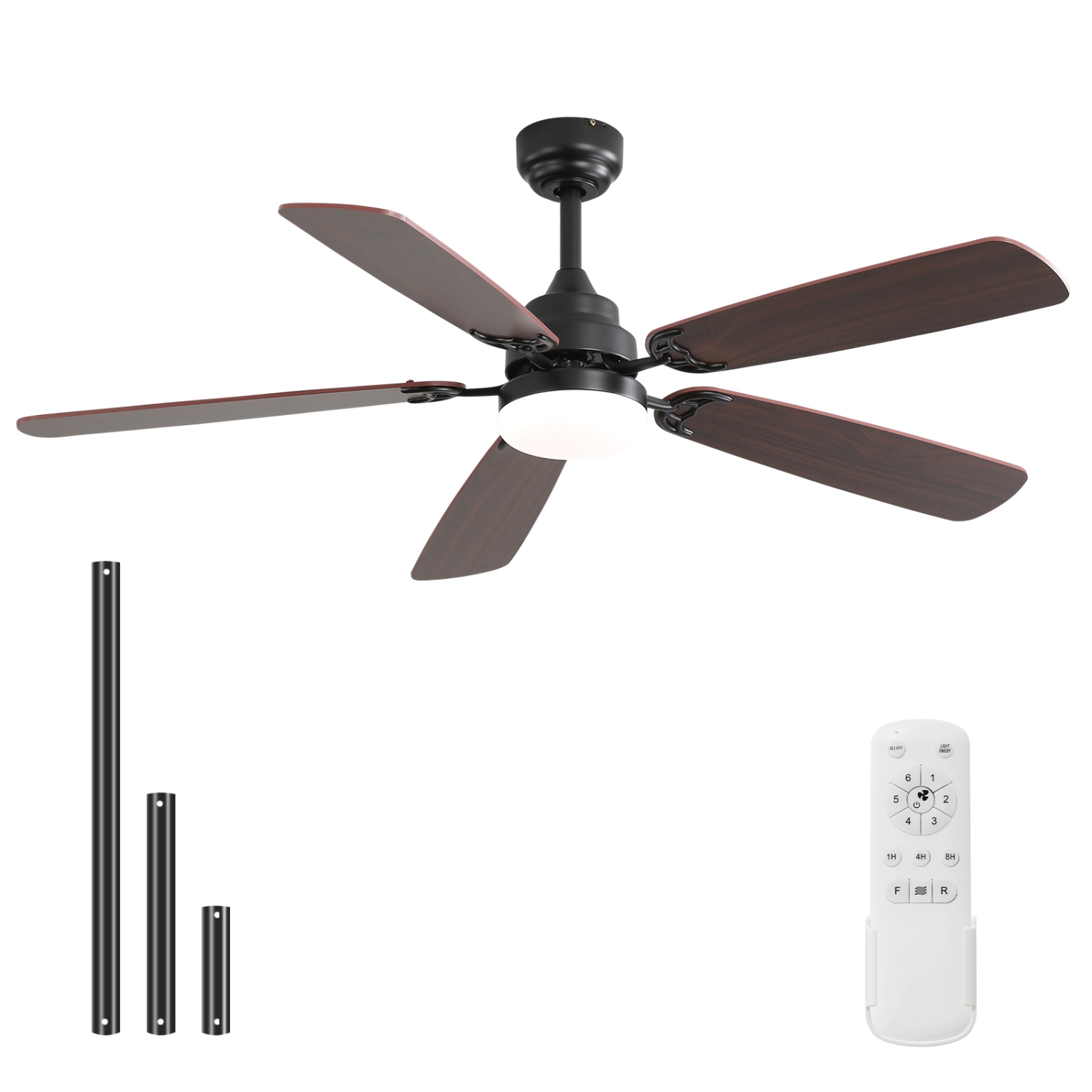 Ventilateur de plafond affleurant 52&nbsp;po et 3 ventilateurs de plafond verticaux avec lumières et télécommande à moteur c.c. réversible pour la