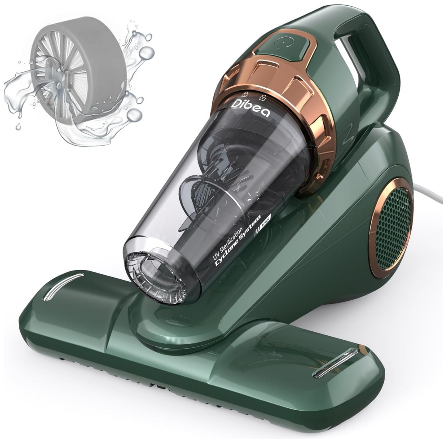 Dibea Handheld Bed Vacuum Cleaner, Mattress Vacuum Cleaner with 15KPa Suction, Washable HEPA Filter for Deep Clean Fur, Hair, Dust on Sofa, Couch,