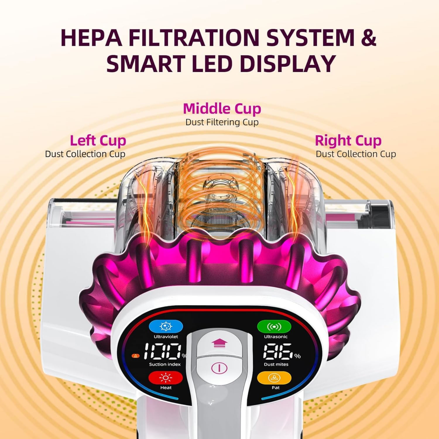 Kimdog Mattress Vacuum Cleaner 16Kpa Bed Vacuum with 253.7nm UV-C Light, 140°F Heat & HEPA Filter, 500W Handheld Upholstery Vacuum for Couch, Sofa &