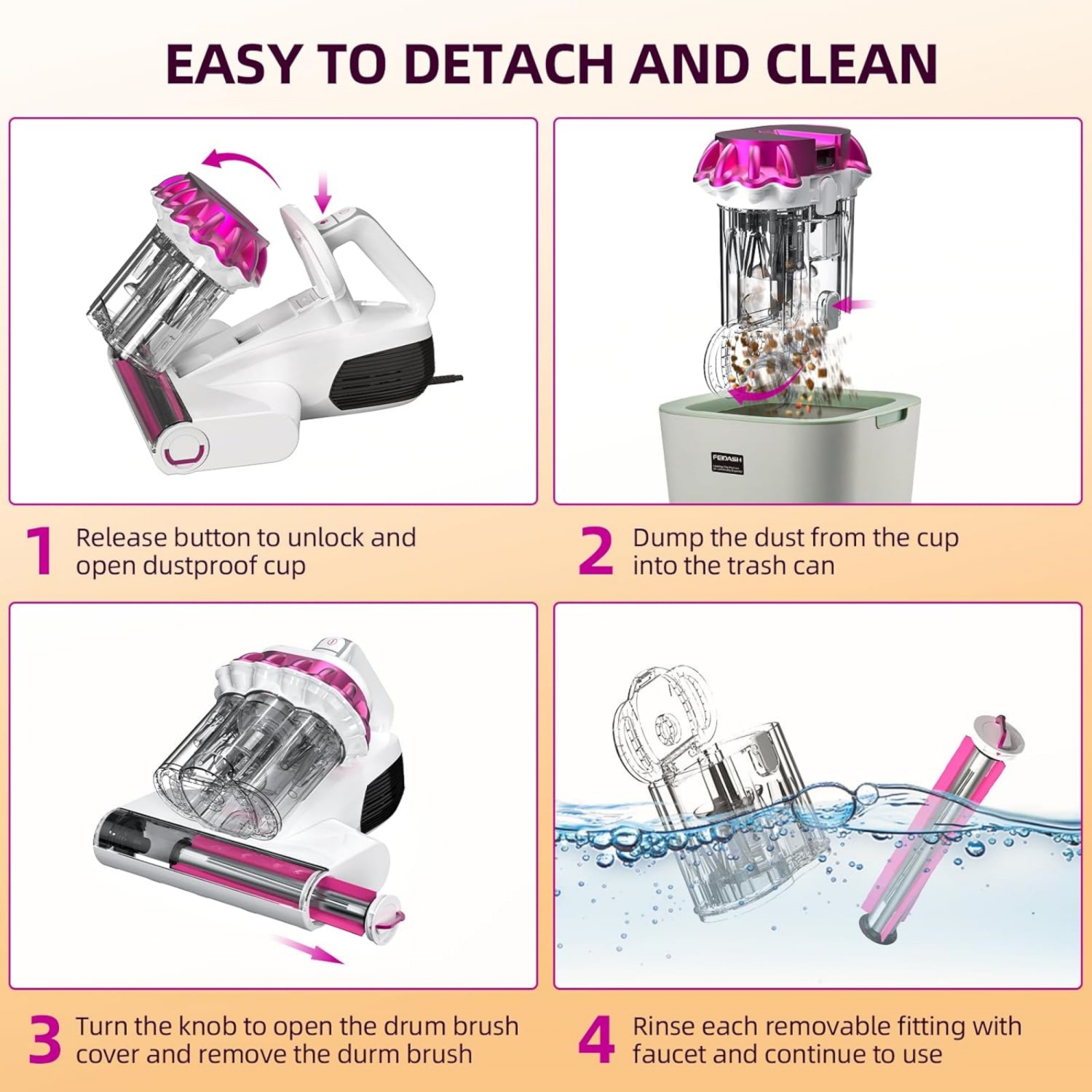 Kimdog Mattress Vacuum Cleaner 16Kpa Bed Vacuum with 253.7nm UV-C Light, 140°F Heat & HEPA Filter, 500W Handheld Upholstery Vacuum for Couch, Sofa &