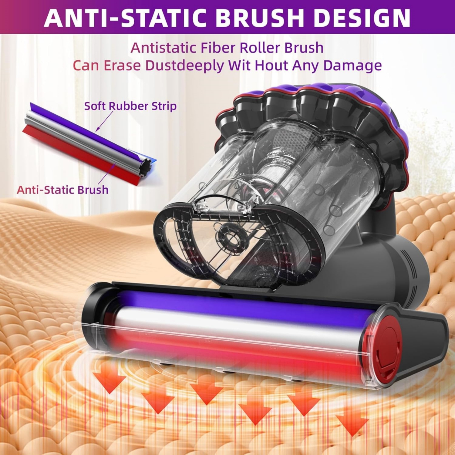 Kimdog Mattress Vacuum Cleaner 16Kpa Bed Vacuum with 253.7nm UV-C Light, 140°F Heat & HEPA Filter, 500W Handheld Upholstery Vacuum for Couch, Sofa &