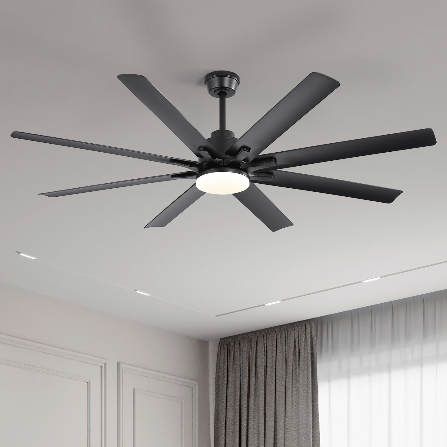 Large Industrial Smart Ceiling Fans with Lights and Remote & APP Control 8 ABS Blades 6-Speed Powerful DC Motor Reversible For Home/Commercial/Outdoor