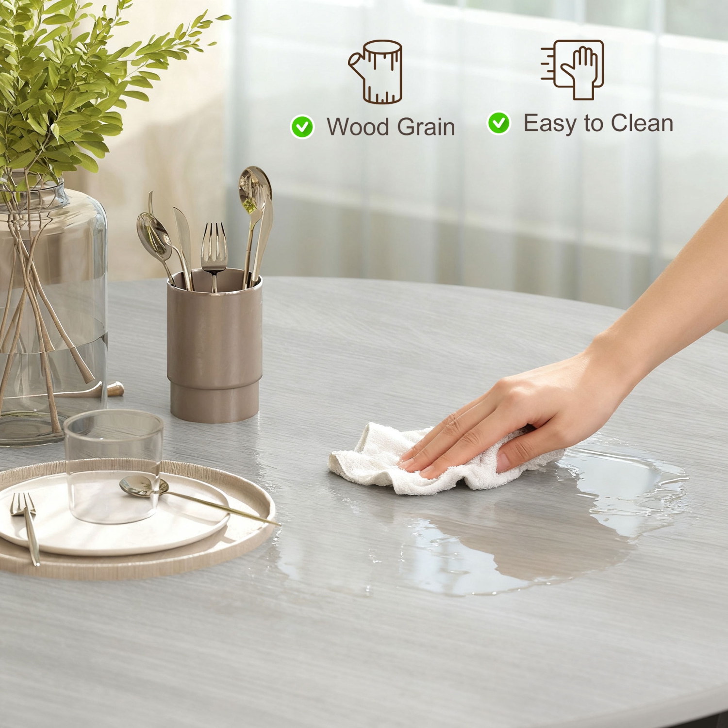 HOMCOM – Table ronde de 35 po pour 2, table de cuisine moderne avec cadre en acier, pour salon, salle à manger, gris