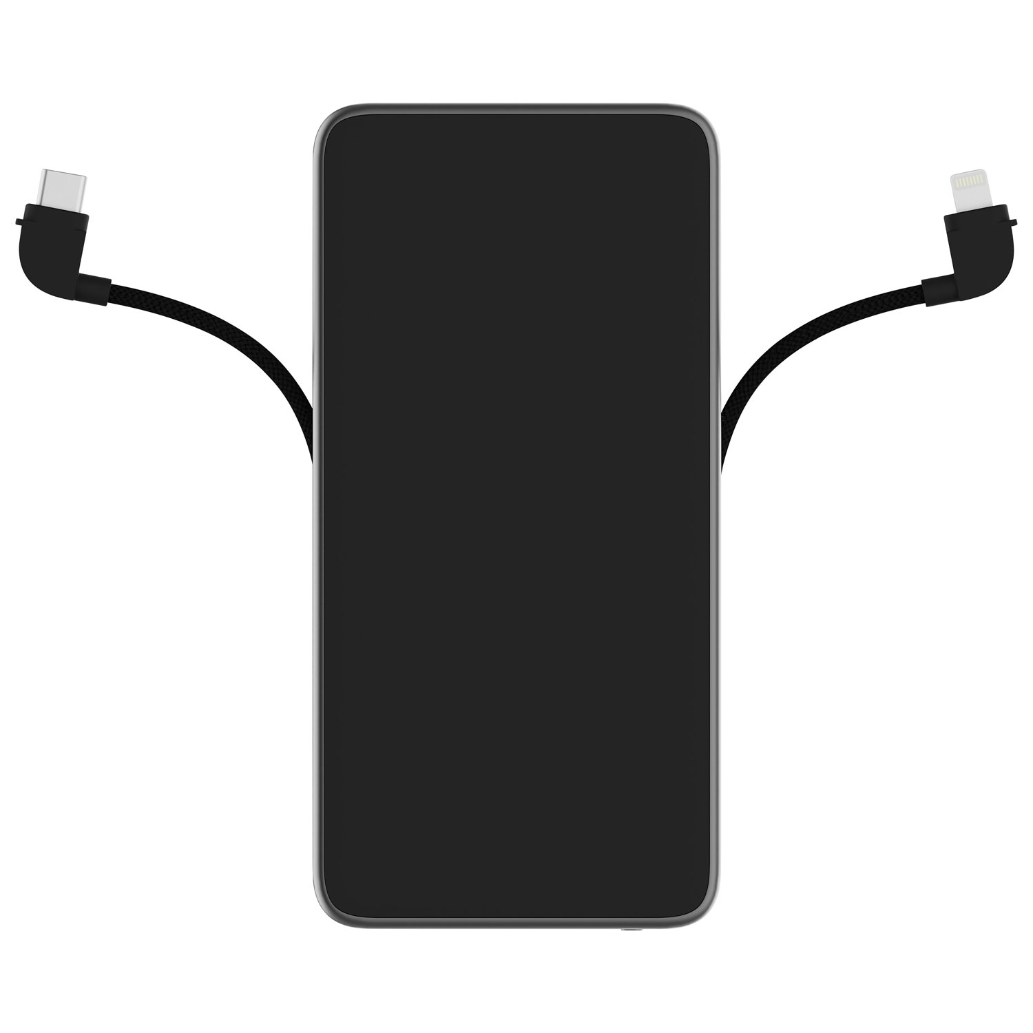 Chargeur portable USB-C PD 10 000 mAh 30 W Powerstation Plus de Mophie avec câbles USB-C et Lightning intégrés - Noir