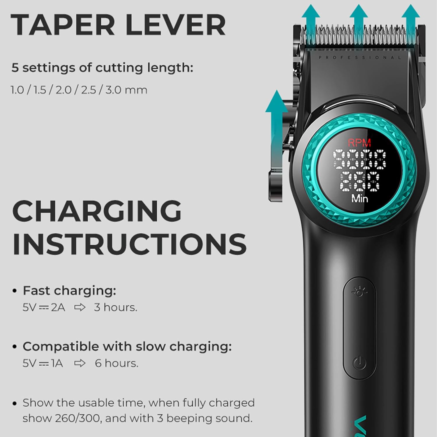 VGR V-001 Professional Hair Clipper For Men, Black