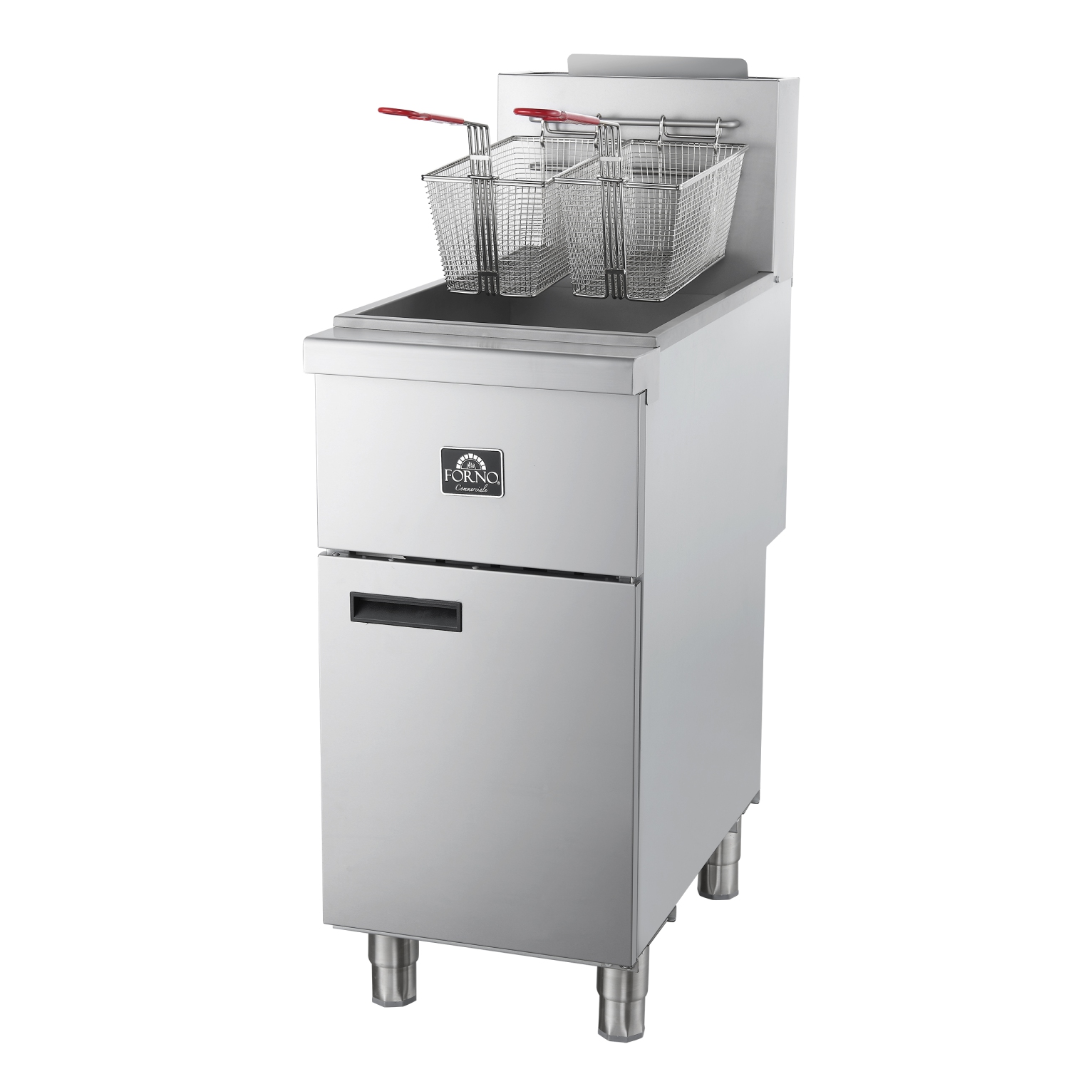 Friteuse commerciale au gaz propane Forno, 4 brûleurs 120&nbsp;000&nbsp;BTU, capacité d'huile 50&nbsp;lb, contrôle de millivoltmètre