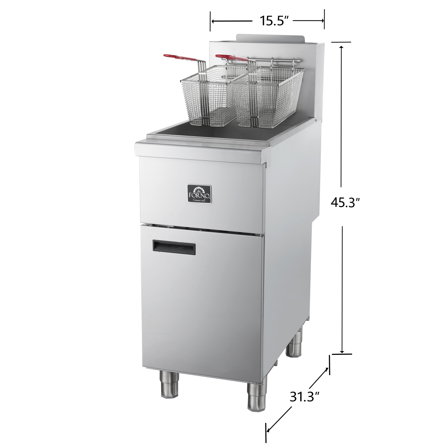 Forno Commerciale – Friteuse au gaz naturel, 4 brûleurs 120 000 BTU, capacité d'huile 50 lb