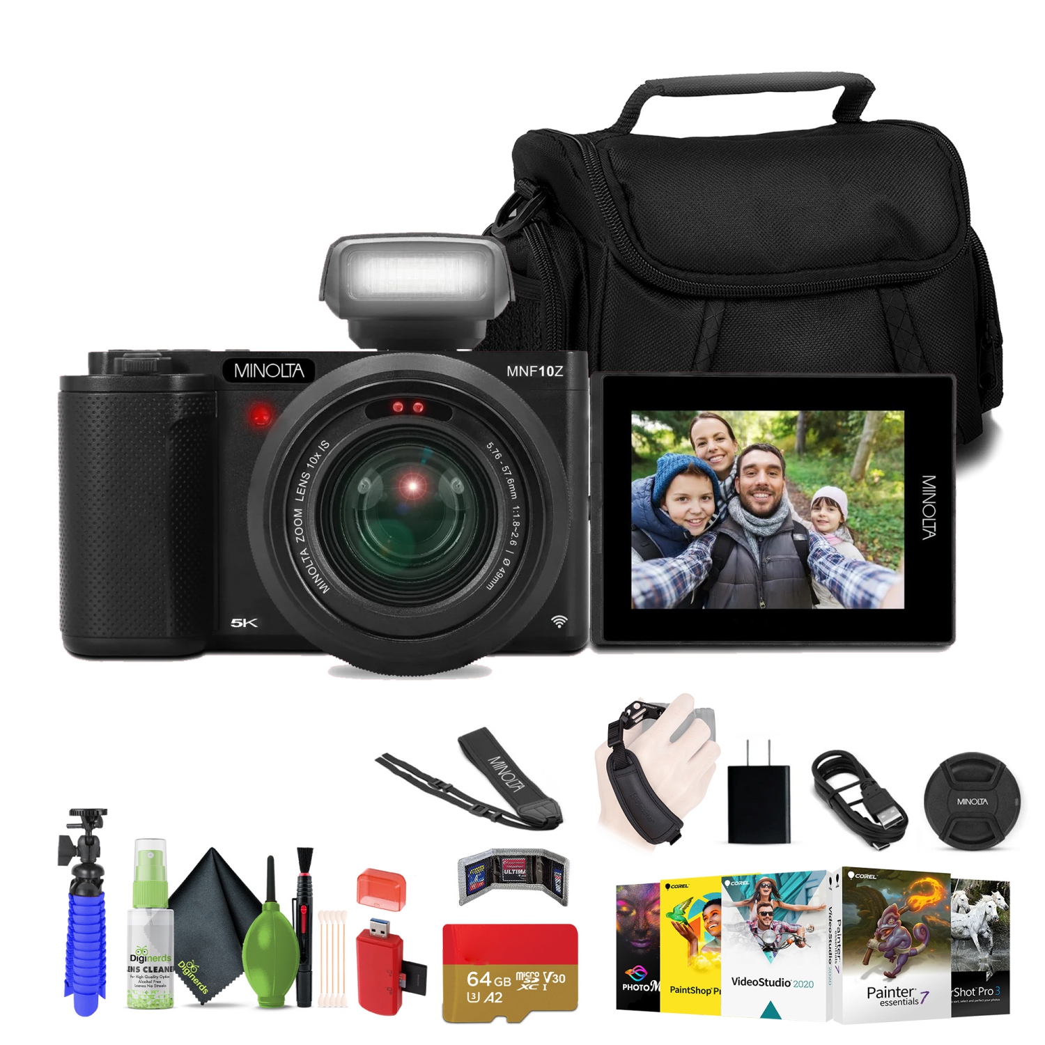 Minolta 72MP Camera w/10x Optical Zoom, Black