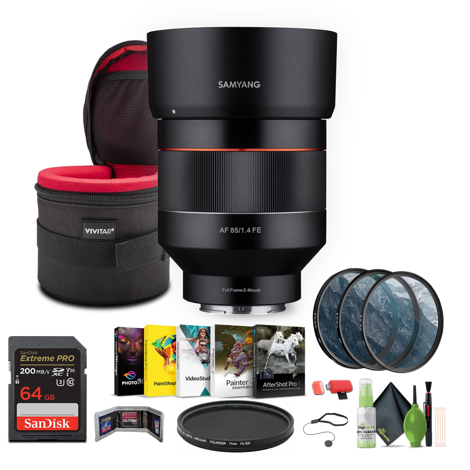 Samyang SYIO85AF-E 85mm F1.4 Auto Focus Weather Sealed Lens + Bundle