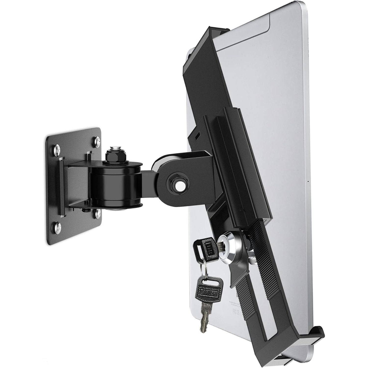 Keuvirya iPad Wall Mount, Security Anti-Theft Tablet Wall Mount Holder with Lock and Keys, 360° Swivel iPad Pro Mount, Compatible with 7-11 Inch
