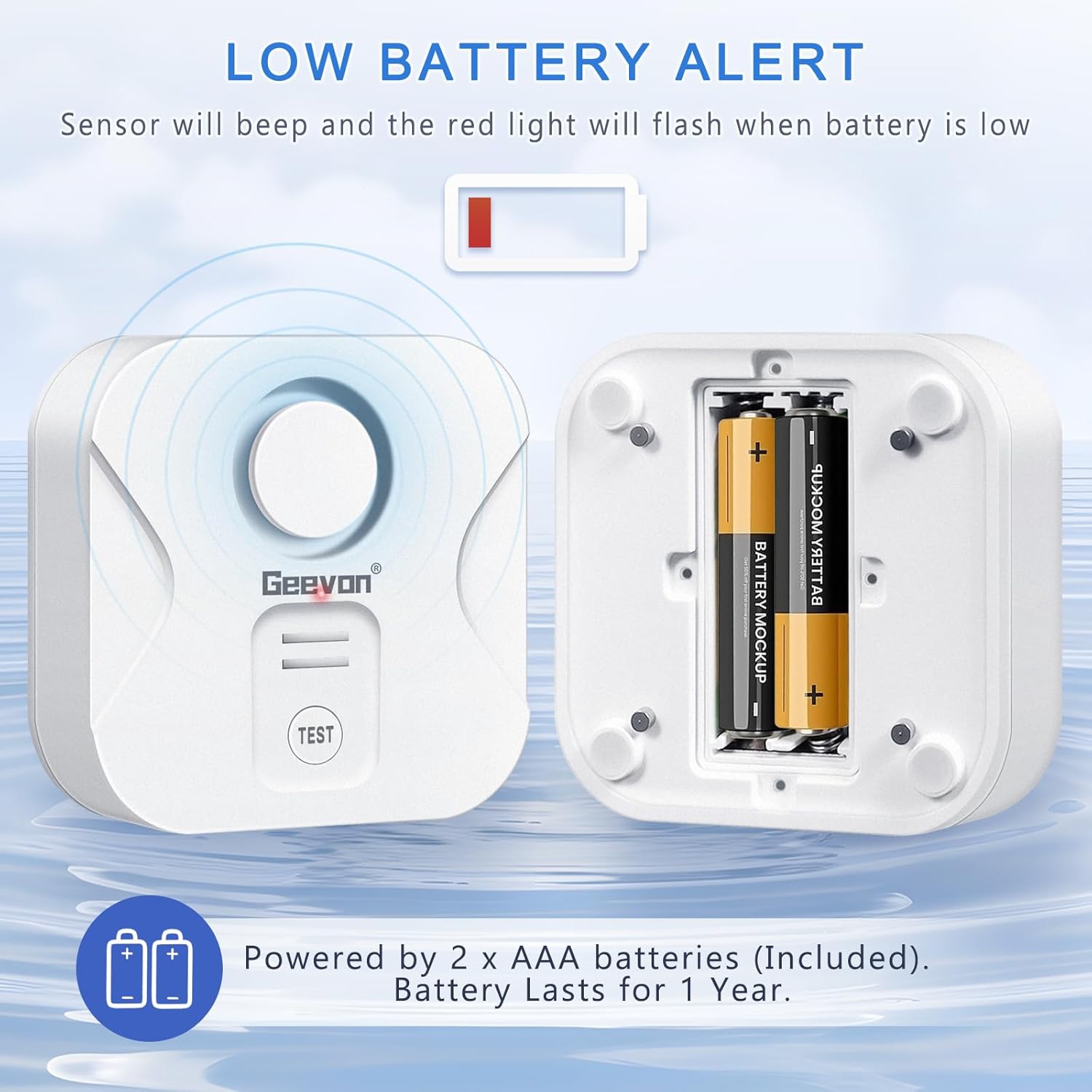 Geevon détecteurs 5 de fuites d'eau pour la maison, 100&nbsp;dB détecteurs de fuites puissants avec alerte de goutte pour la cuisine, le sous-sol, la