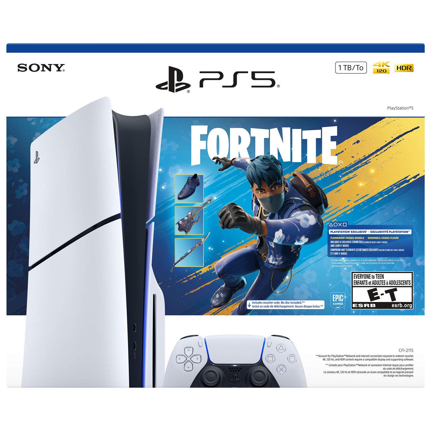 Ensemble PlayStation 5 mince et Fortnite Flowering Chaos