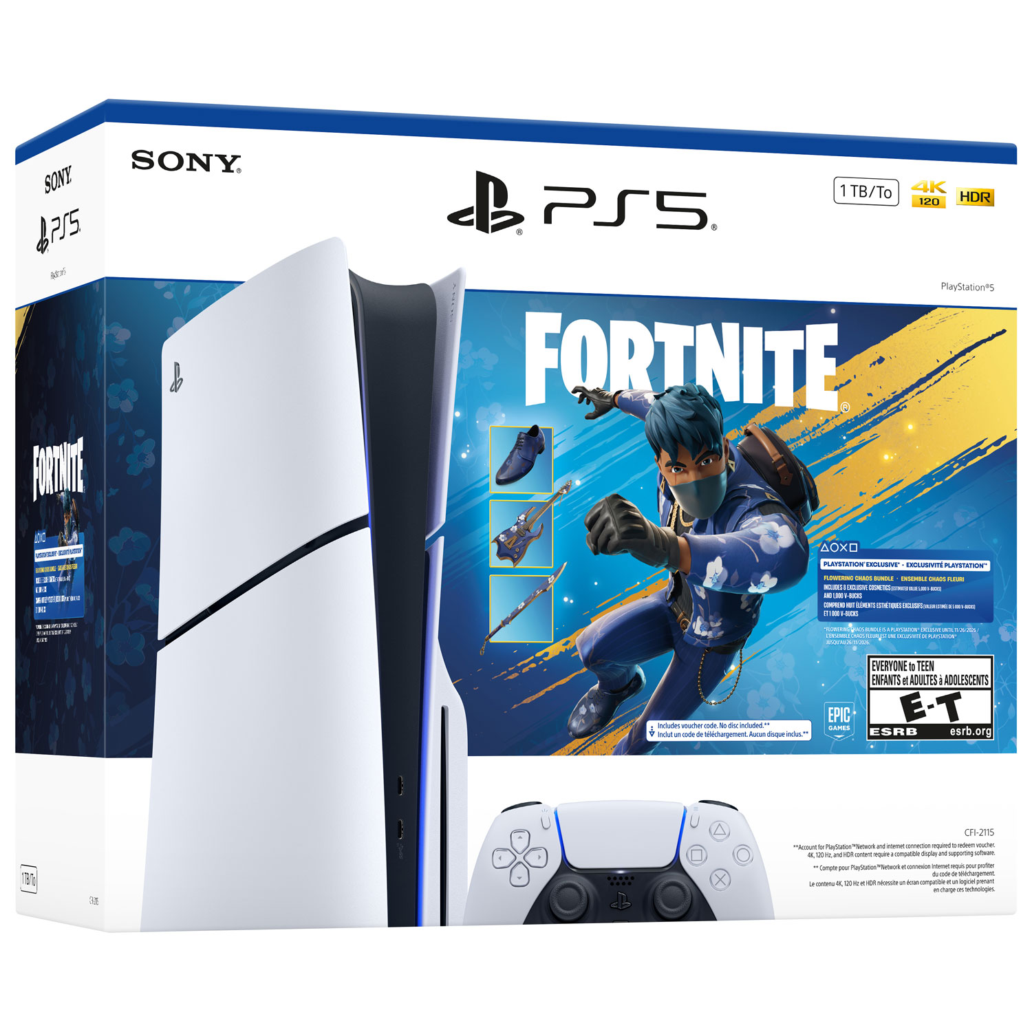 Ensemble PlayStation 5 mince et Fortnite Flowering Chaos