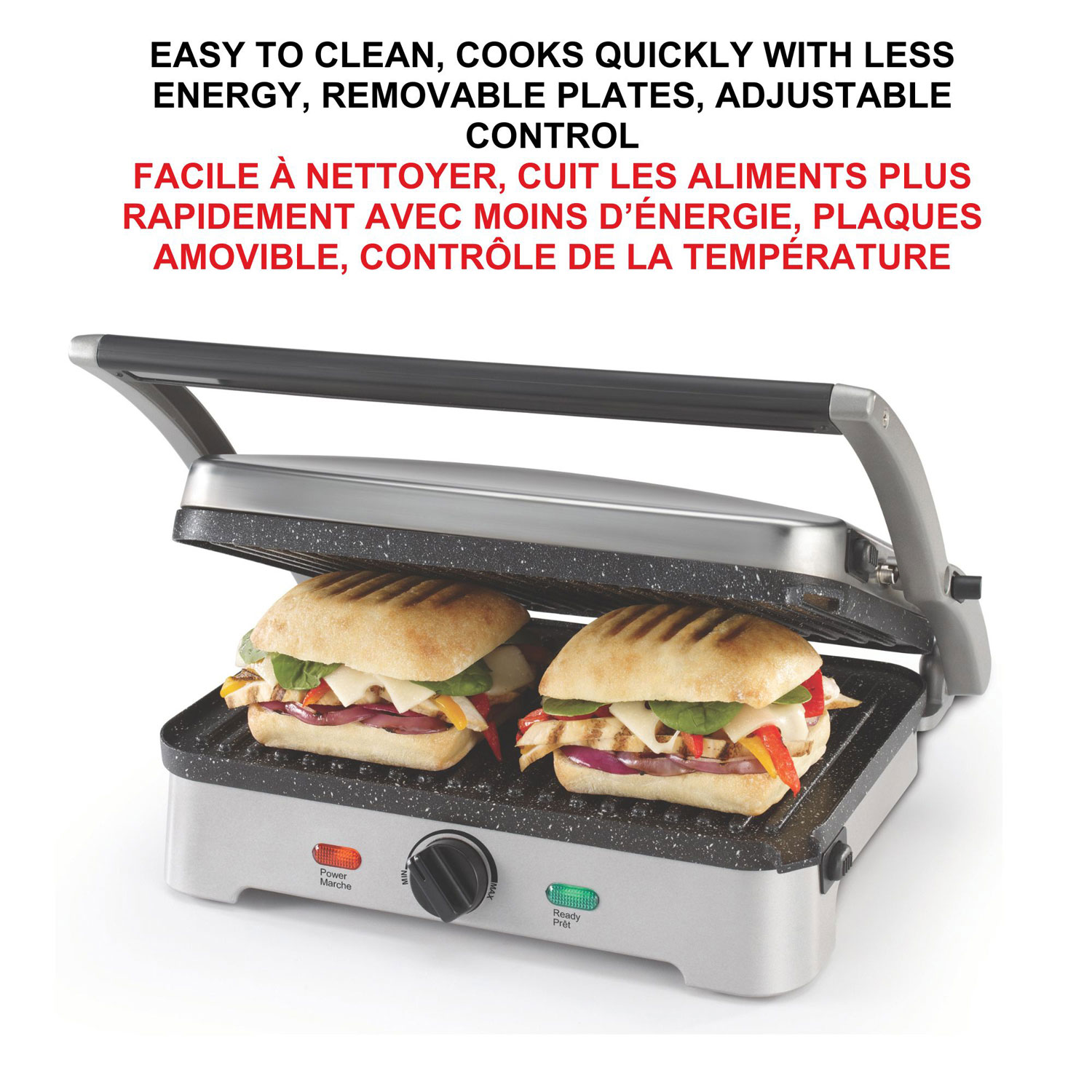 Presse-panini Heritage The Rock - Noir/Acier inoxydable