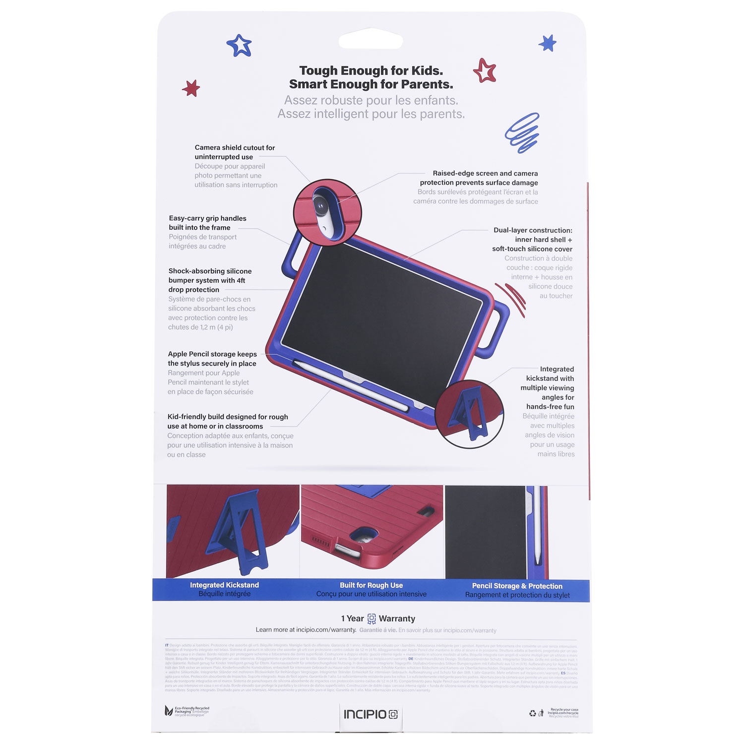 Étui antichoc pour enfants d'Incipio pour iPad - Rouge/Bleu