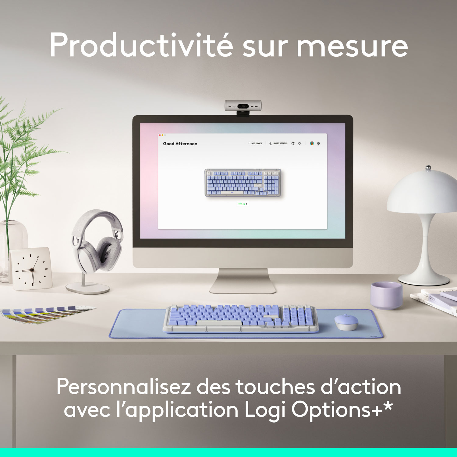 Logitech Alto Keys K98M Bluetooth Backlit Mechanical Full-Size Keyboard - Lilac - English