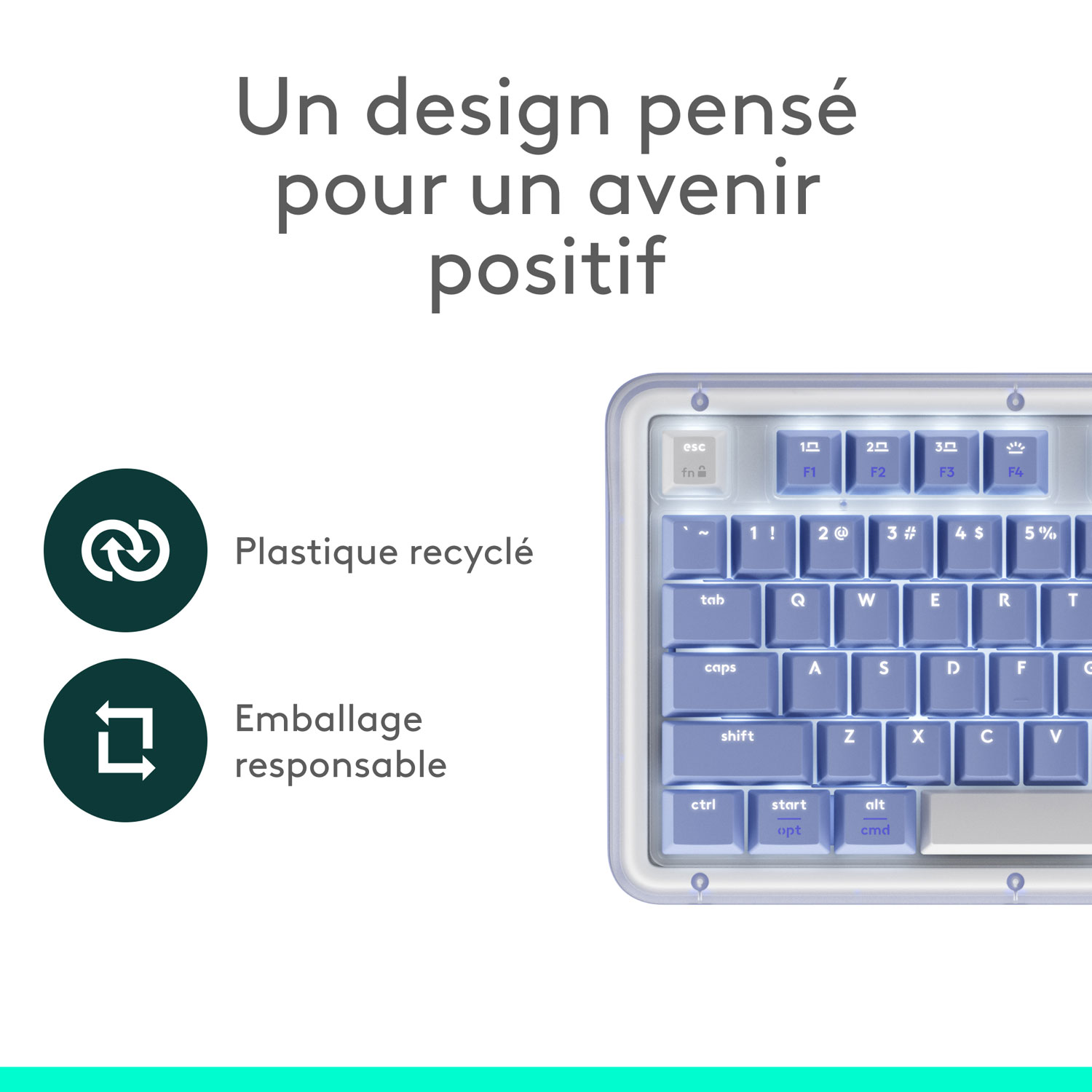 Logitech Alto Keys K98M Bluetooth Backlit Mechanical Full-Size Keyboard - Lilac - English