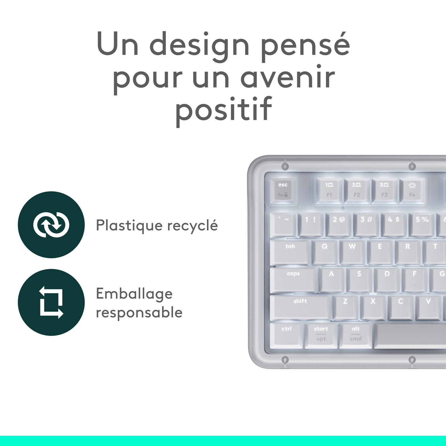 Logitech Alto Keys K98M Bluetooth Backlit Mechanical Full-Size Keyboard - Off-White - English