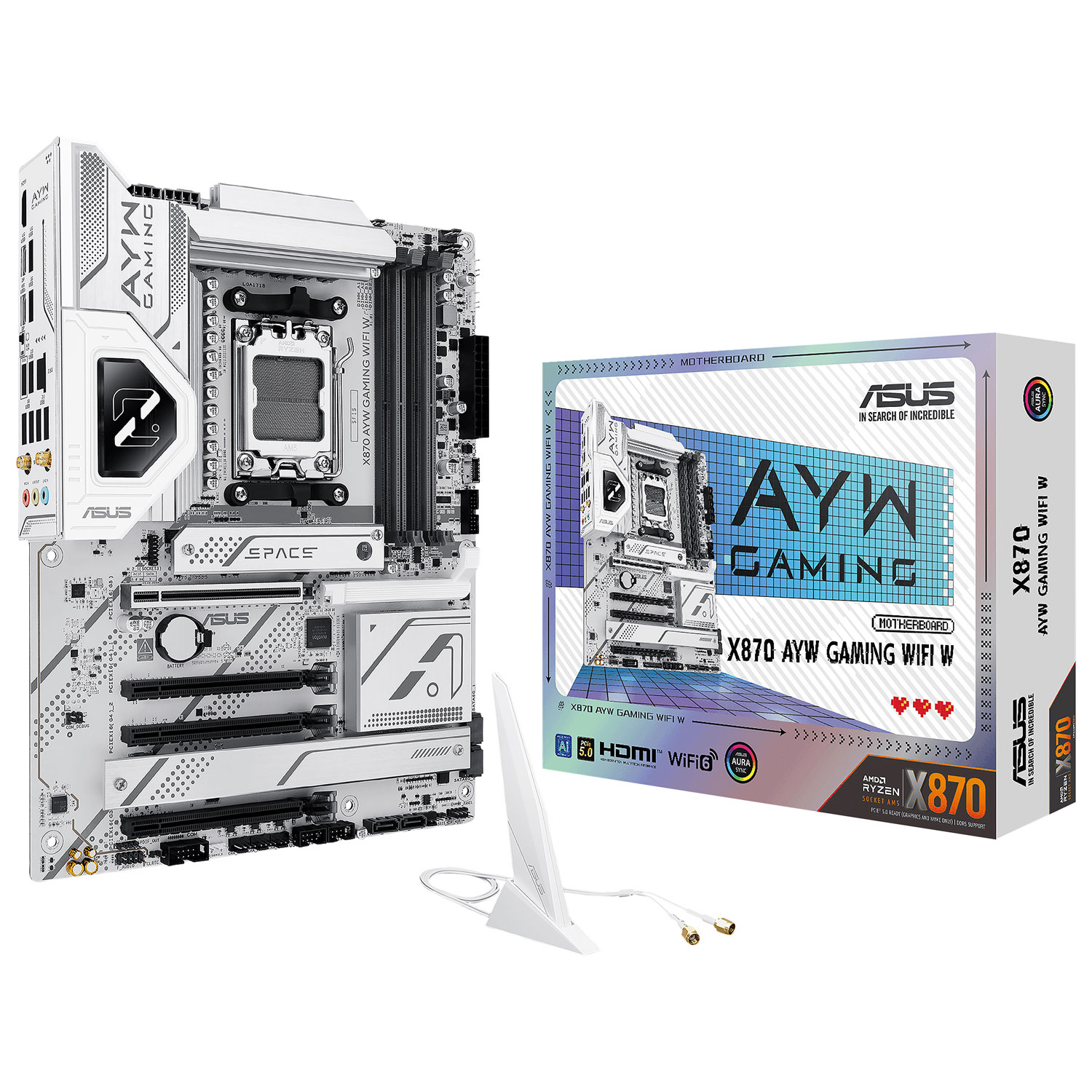 Carte mère X870 AYW Gaming Wi-Fi 6 AM5 DDR5 d'ASUS pour processeurs Ryzen 9000/8000/7000 d'AMD