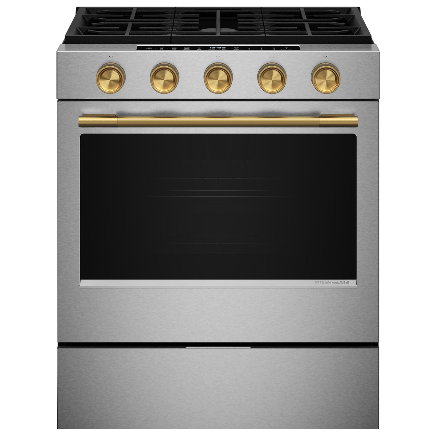 Trousse 6 pièces avec poignée et boutons pour cuisinière électrique encastrable à convection de KitchenAid - Laiton