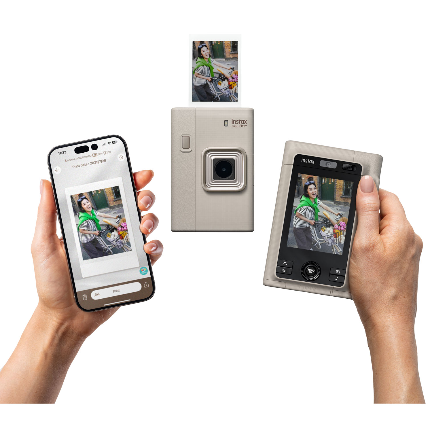 Ensemble-cadeau avec appareil instantané Instax Mini LiPlay+ de Fujifilm - Sable beige