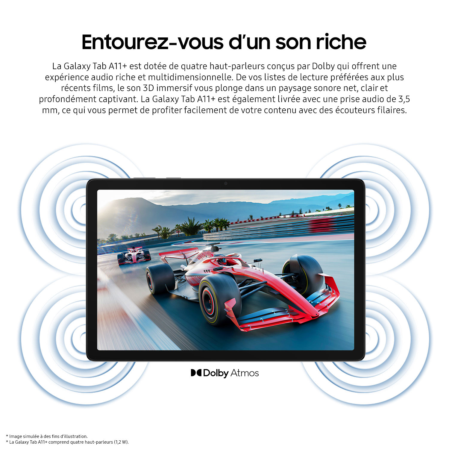 Tablette Galaxy Tab A11+ 11 po 256 Go Android de Samsung à processeur MT8775 de MediaTek - Gris