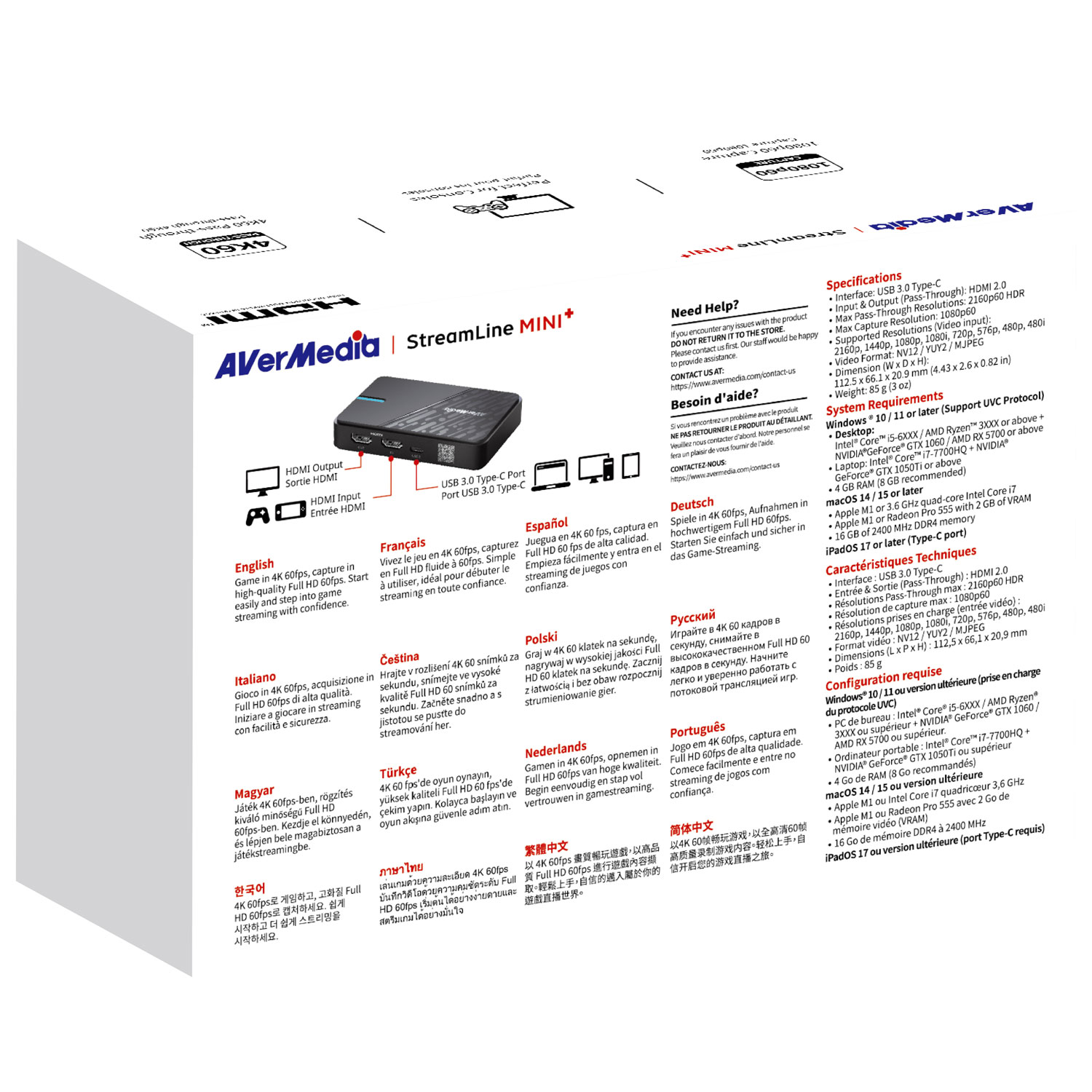 Carte de saisie vidéo USB 3.0 1080p StreamLine MINI+ d'AverMedia