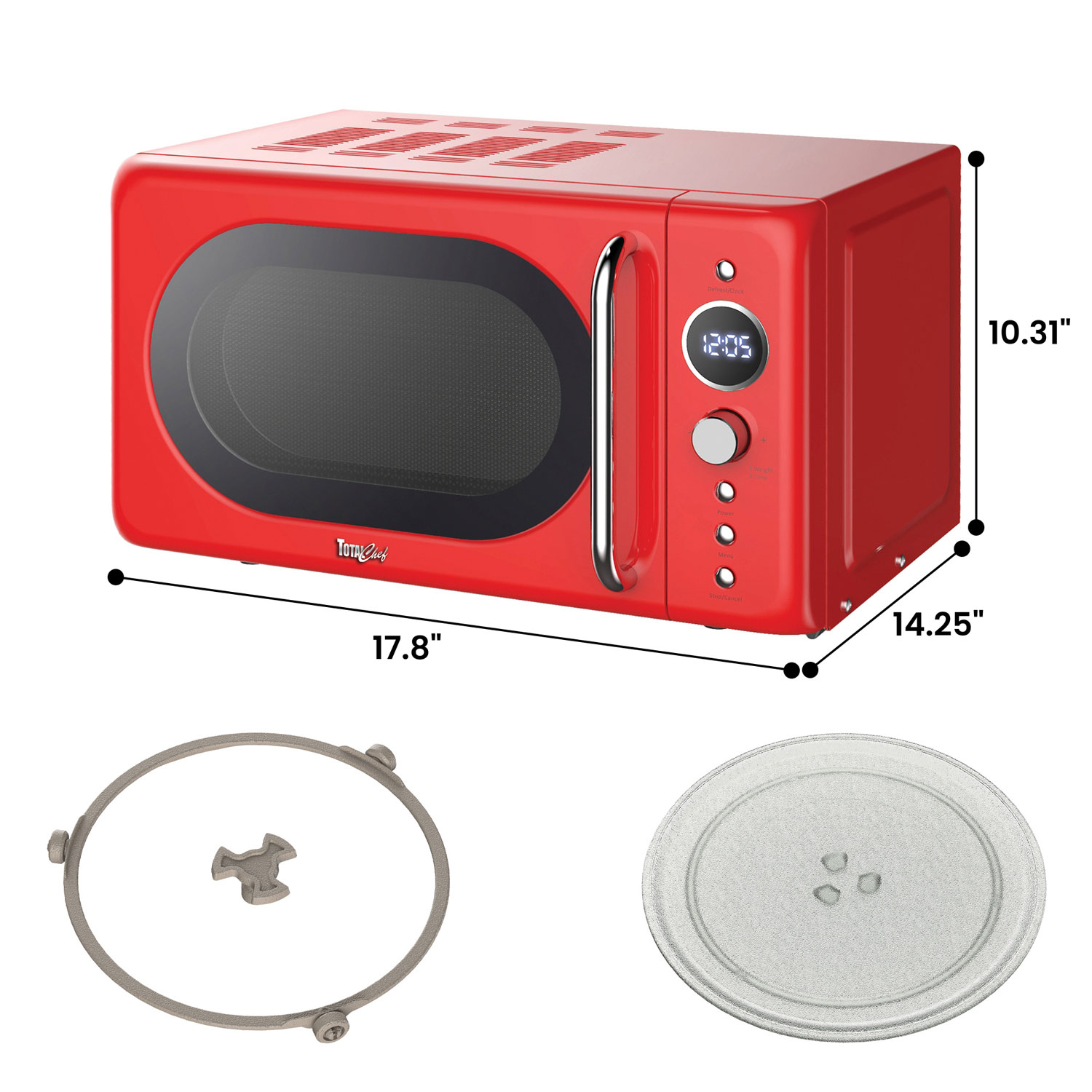 Micro-ondes de comptoir de 0,7 pi³ Retro de Total Chef - Rouge