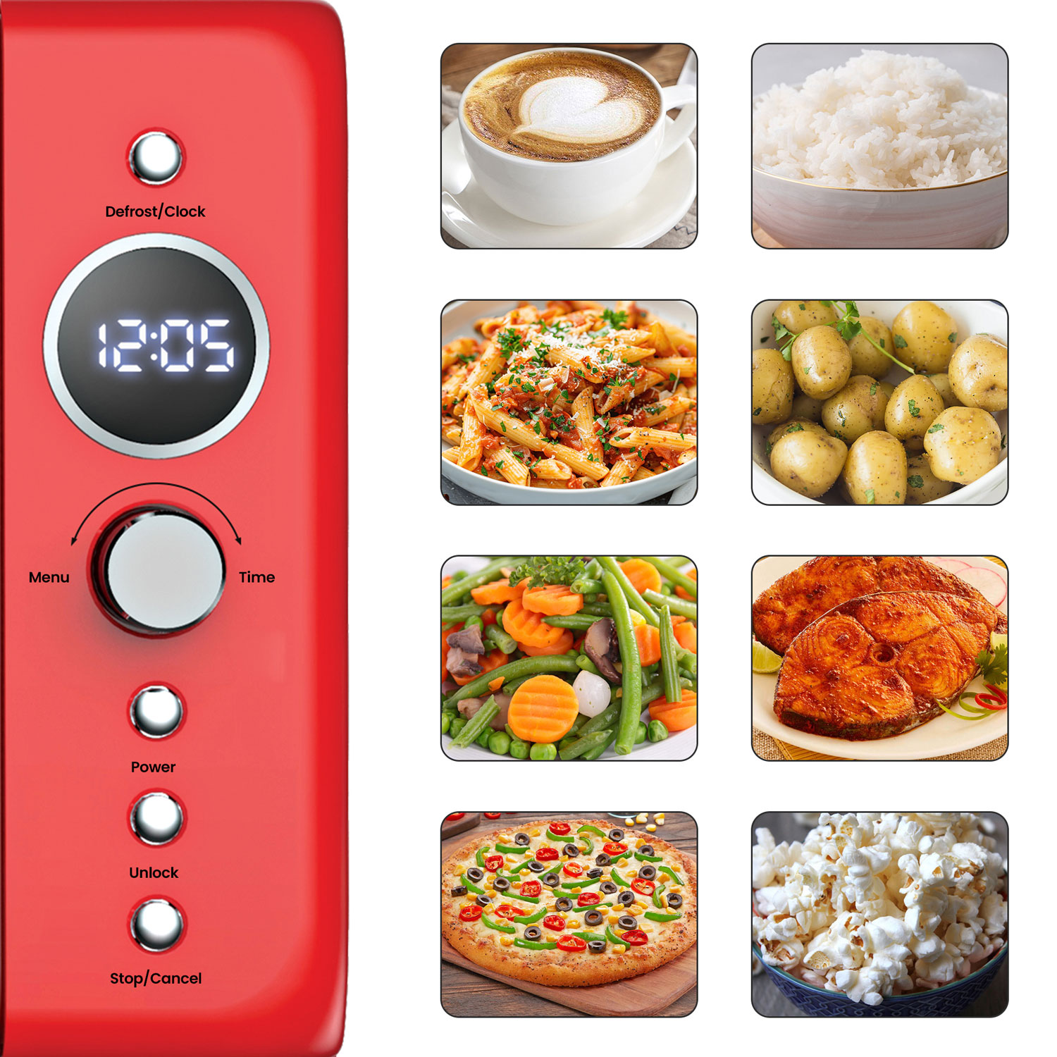 Micro-ondes de comptoir de 0,7 pi³ Retro de Total Chef - Rouge