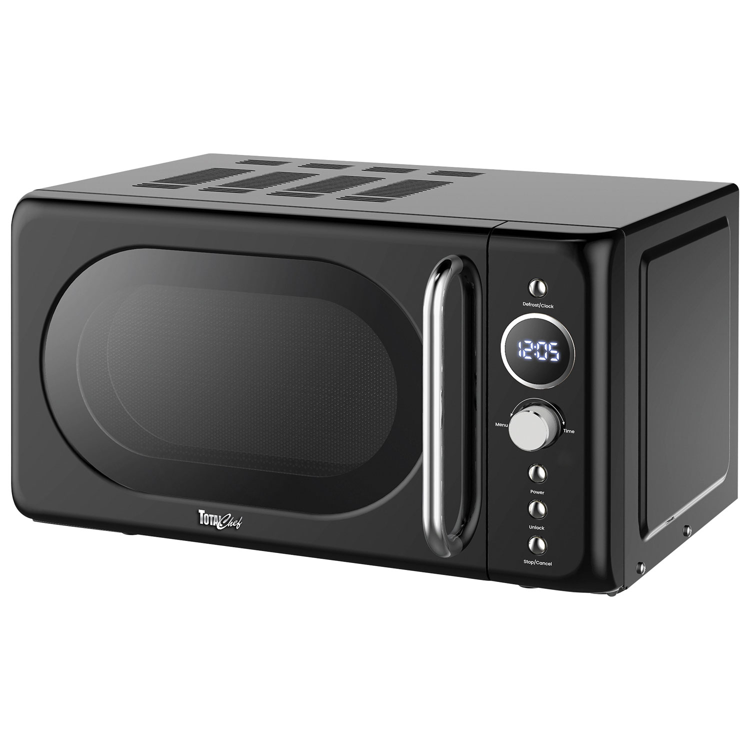 Micro-ondes de comptoir de 0,7 pi³ Retro de Total Chef - Noir