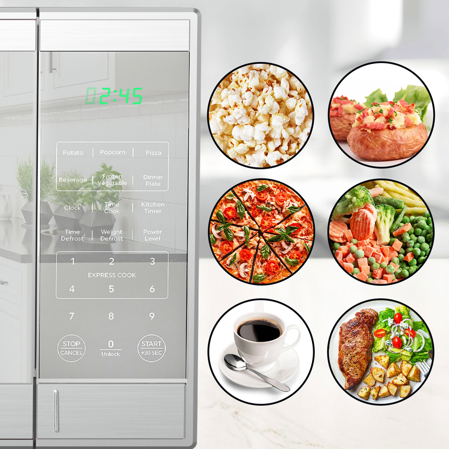 Micro-ondes de comptoir de 0,9 pi³ de Total Chef - Acier inoxydable