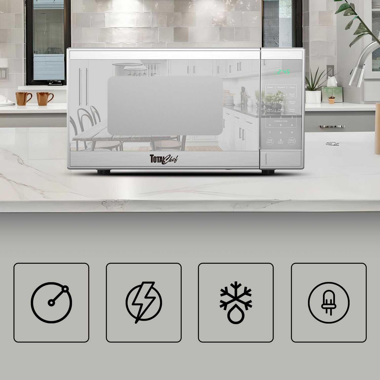 Micro-ondes de comptoir de 0,9 pi³ de Total Chef - Acier inoxydable