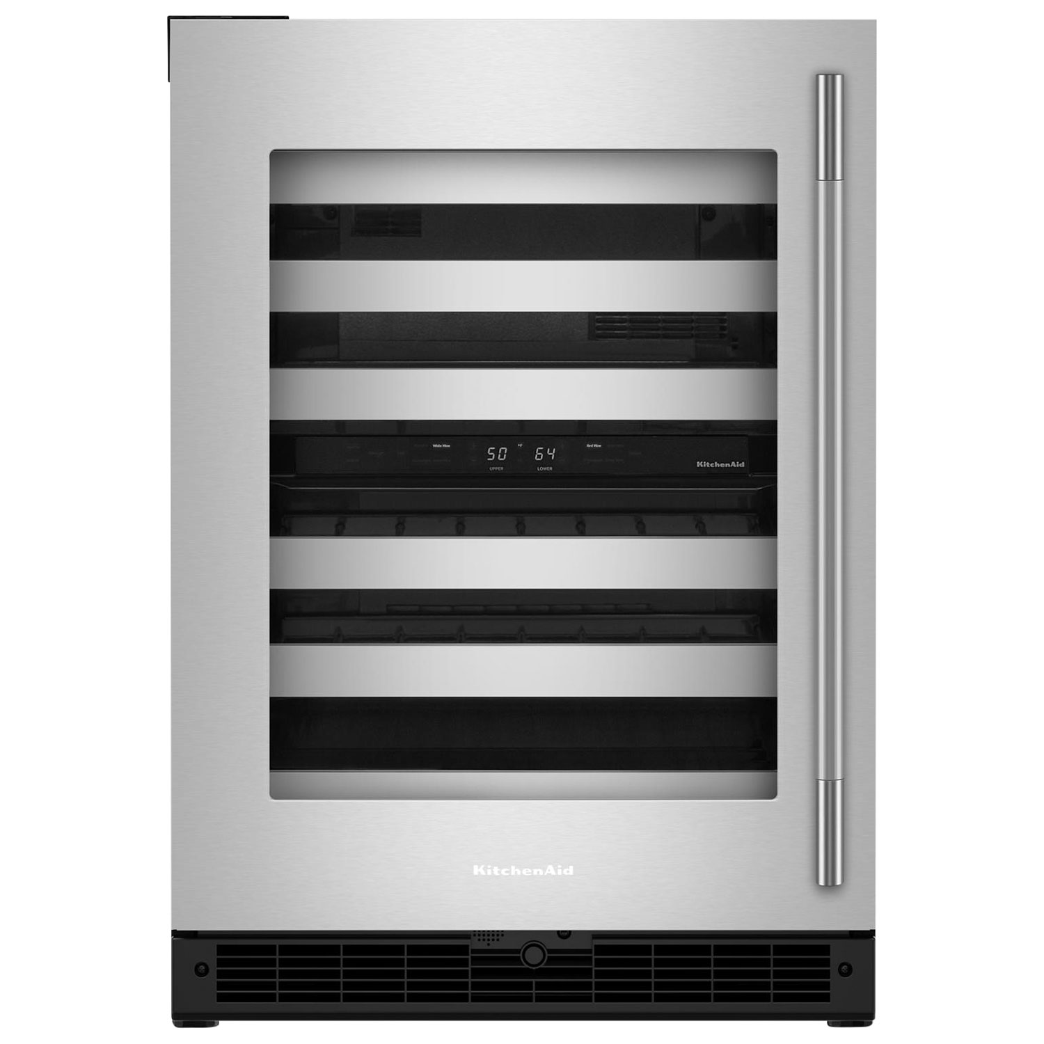 KitchenAid Undercounter 46-Bottle Freestanding Wine Cellar - Black Cabinet/Stainless Doors