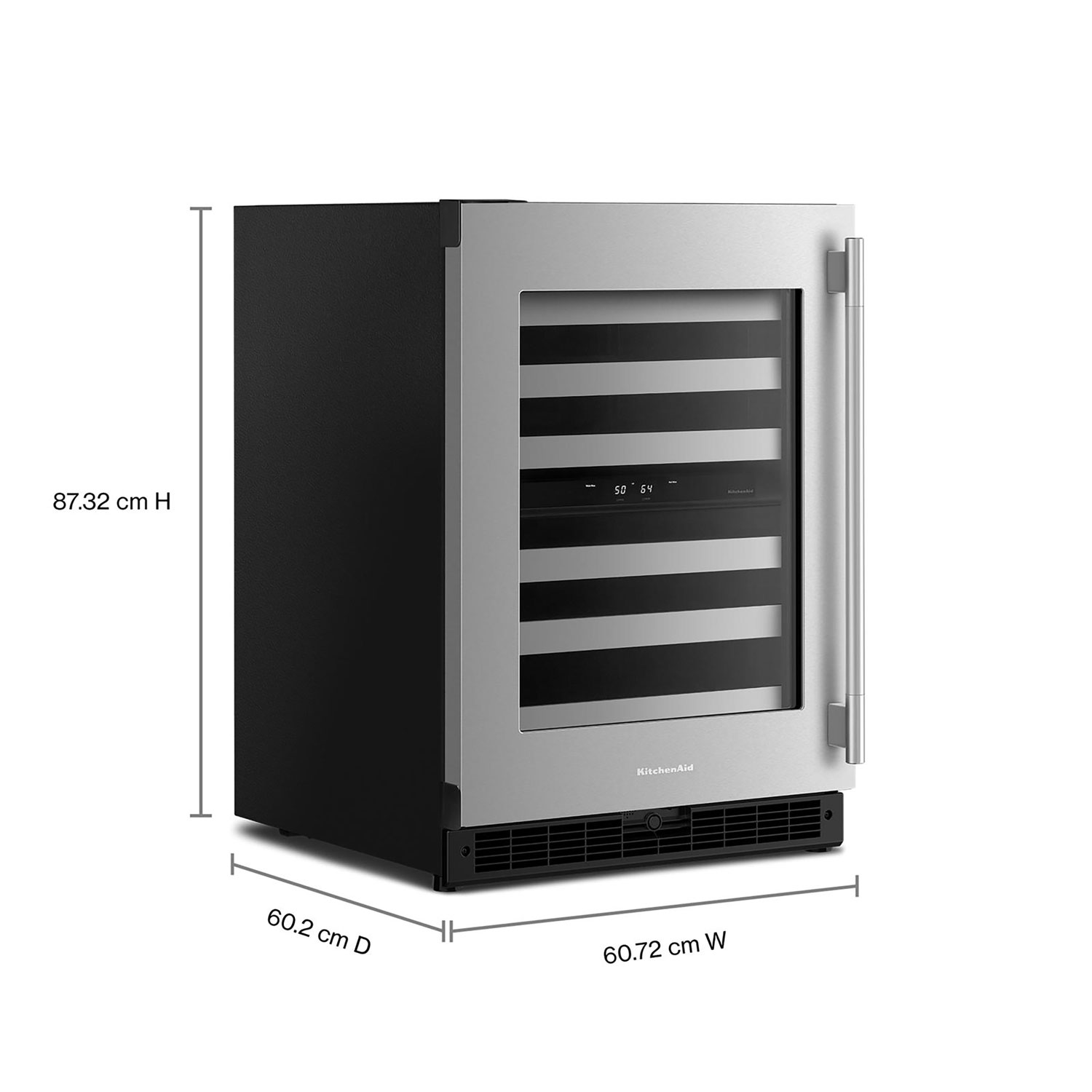 KitchenAid Undercounter 46-Bottle Freestanding Wine Cellar - Black Cabinet/Stainless Doors