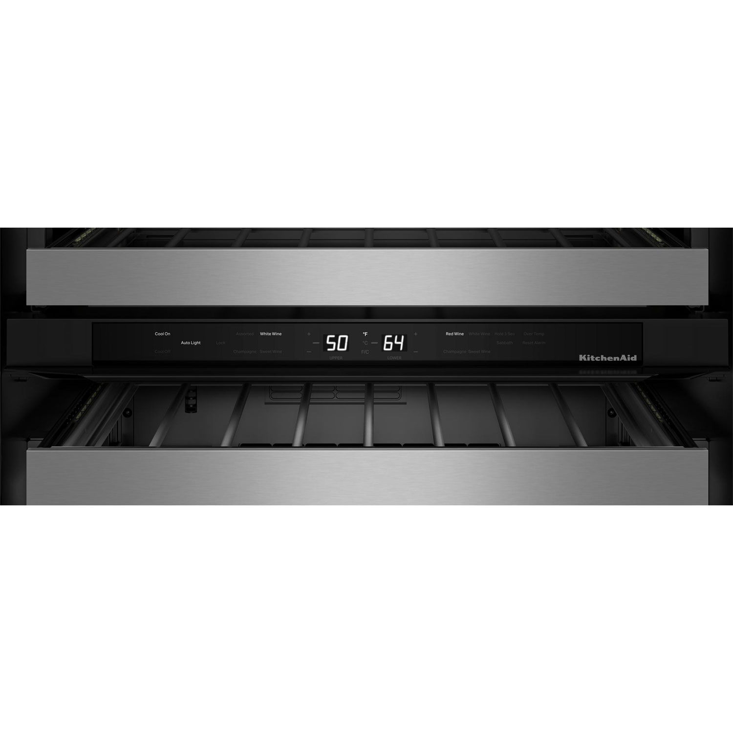 KitchenAid Undercounter 46-Bottle Freestanding Wine Cellar - Black Cabinet/Stainless Doors