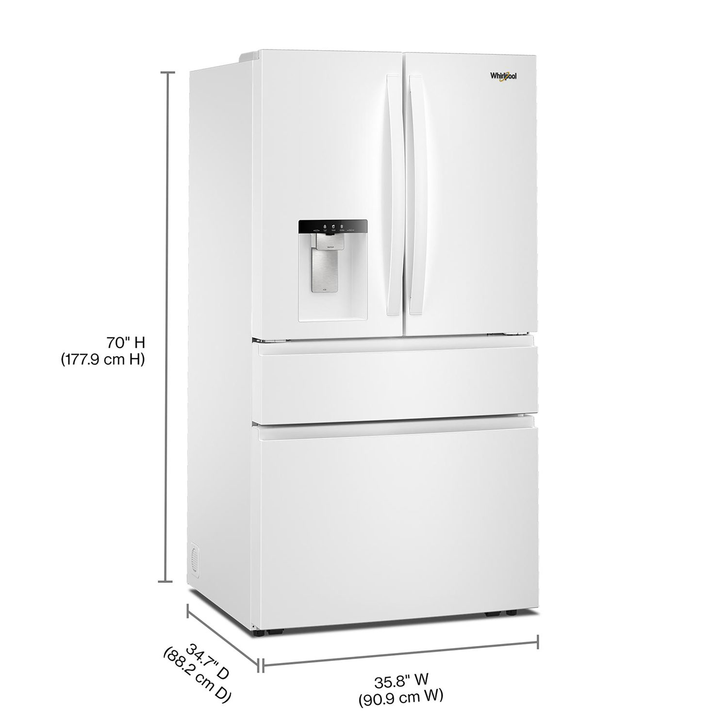 Whirlpool 36" 28.9 Cu. Ft. French Door Refrigerator w/ Water & Ice Dispenser - White