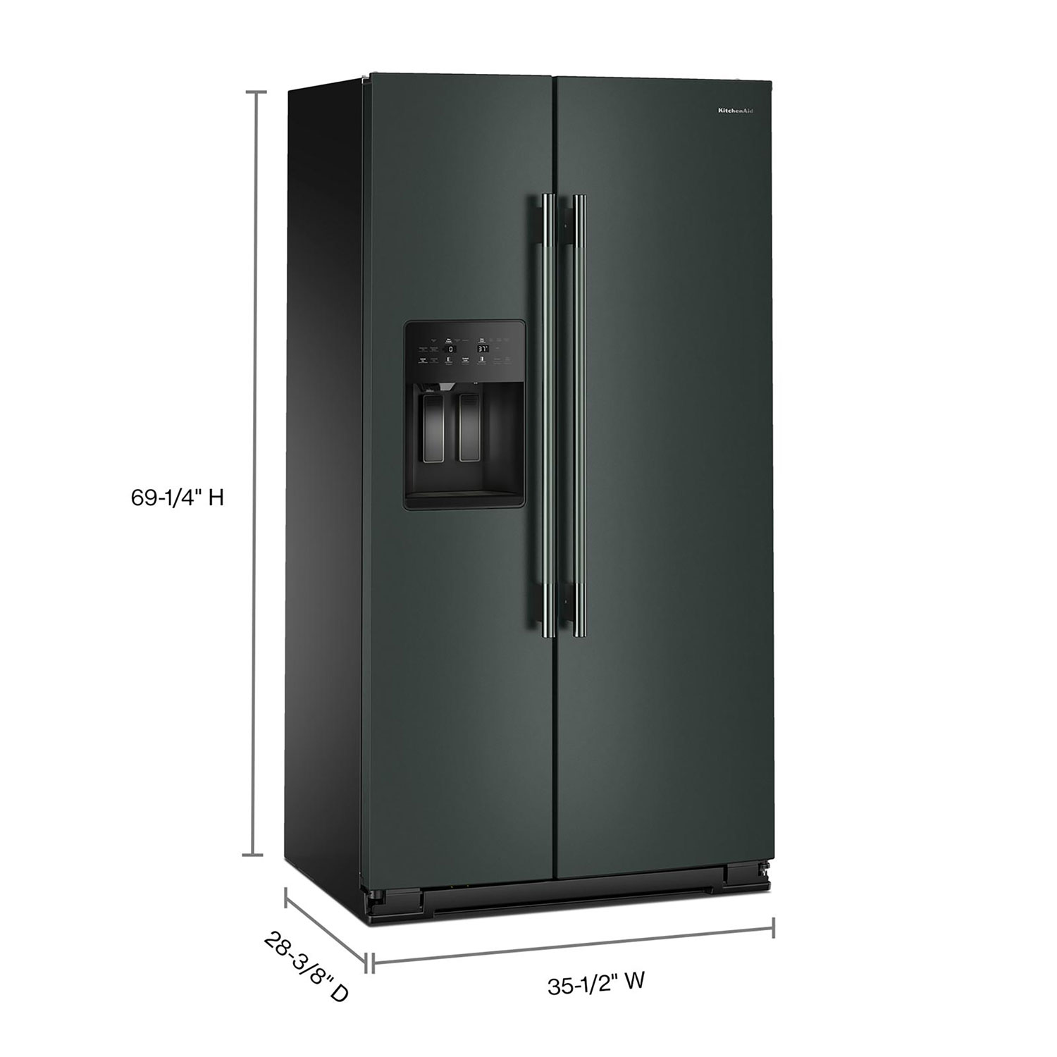 KitchenAid 36" 20.9 Cu. Ft. Side-By-Side Refrigerator w/ Water & Ice Dispenser - Juniper