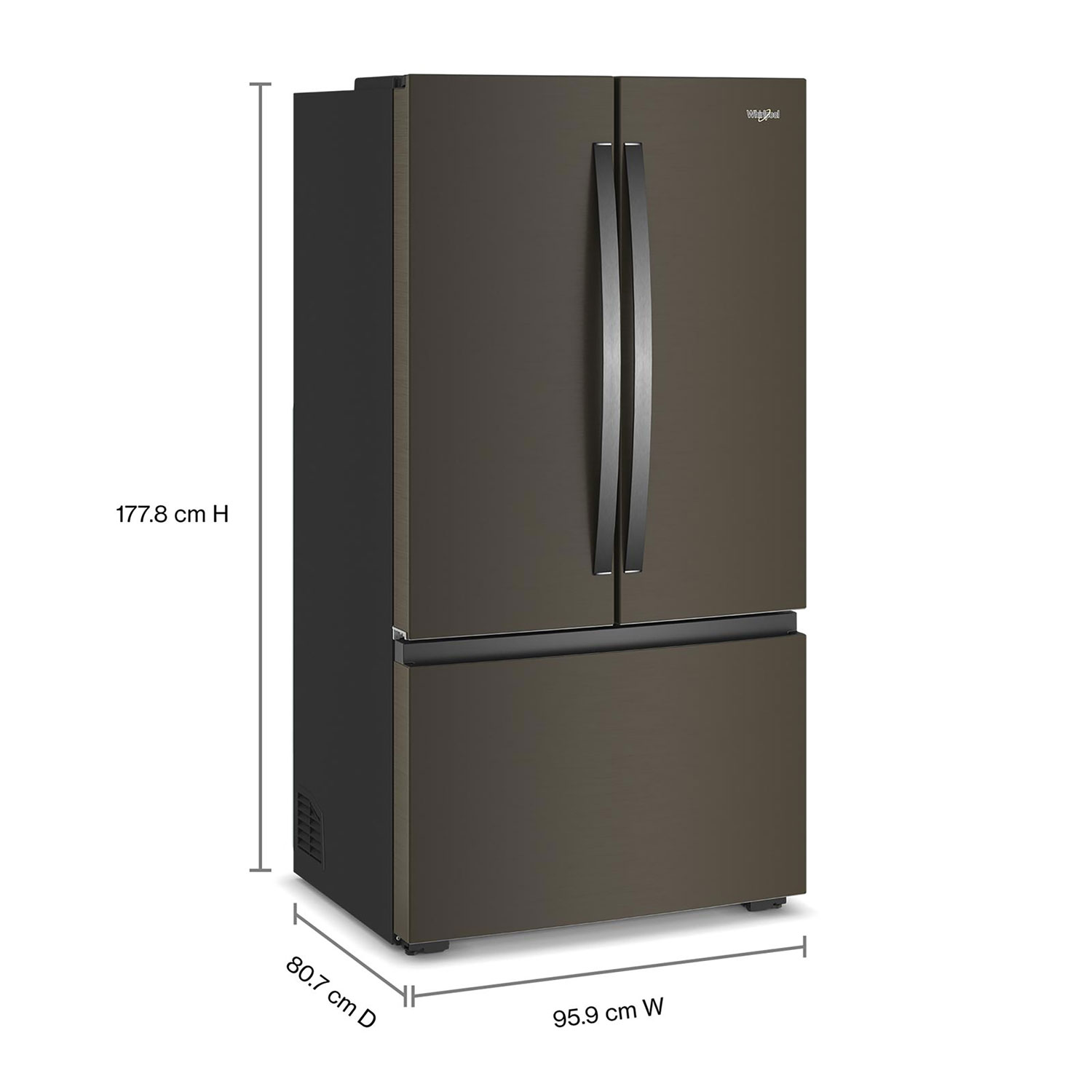 Whirlpool 36" 24.3 Cu Ft French Door Refrigerator w/ Water Dispenser - Black Stainless Finish