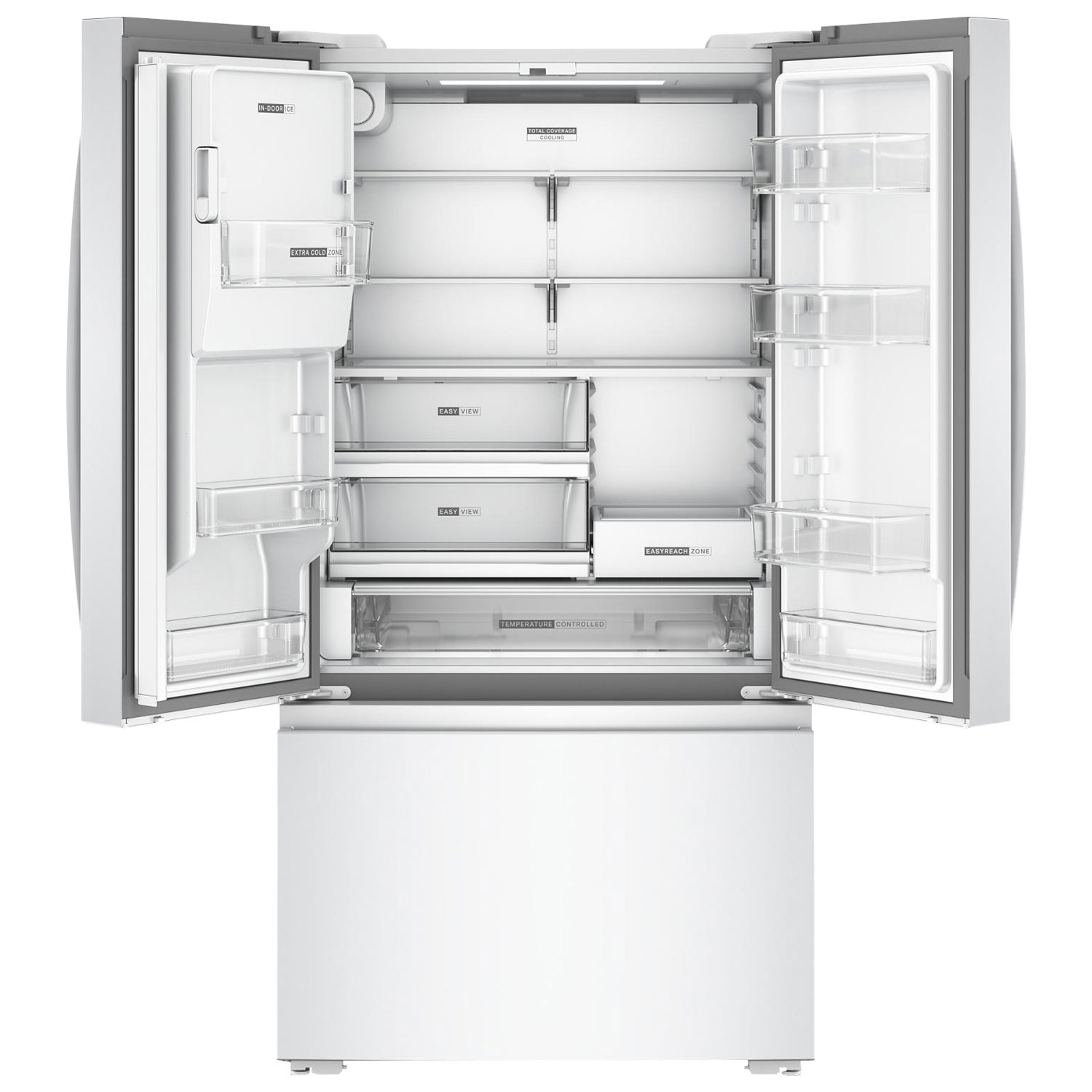 Réfrigérateur deux portes 23,4 pi³ 36 po, distributeur glaçons/eau de Whirlpool - Blanc