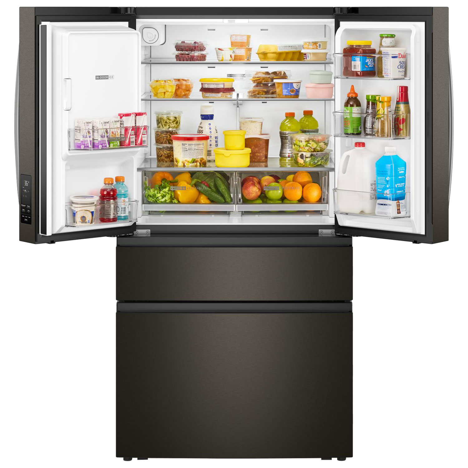 Whirlpool 36" 28.9 Cu. Ft. French Door Refrigerator w/ Water & Ice Dispenser - Print Resist Black SS