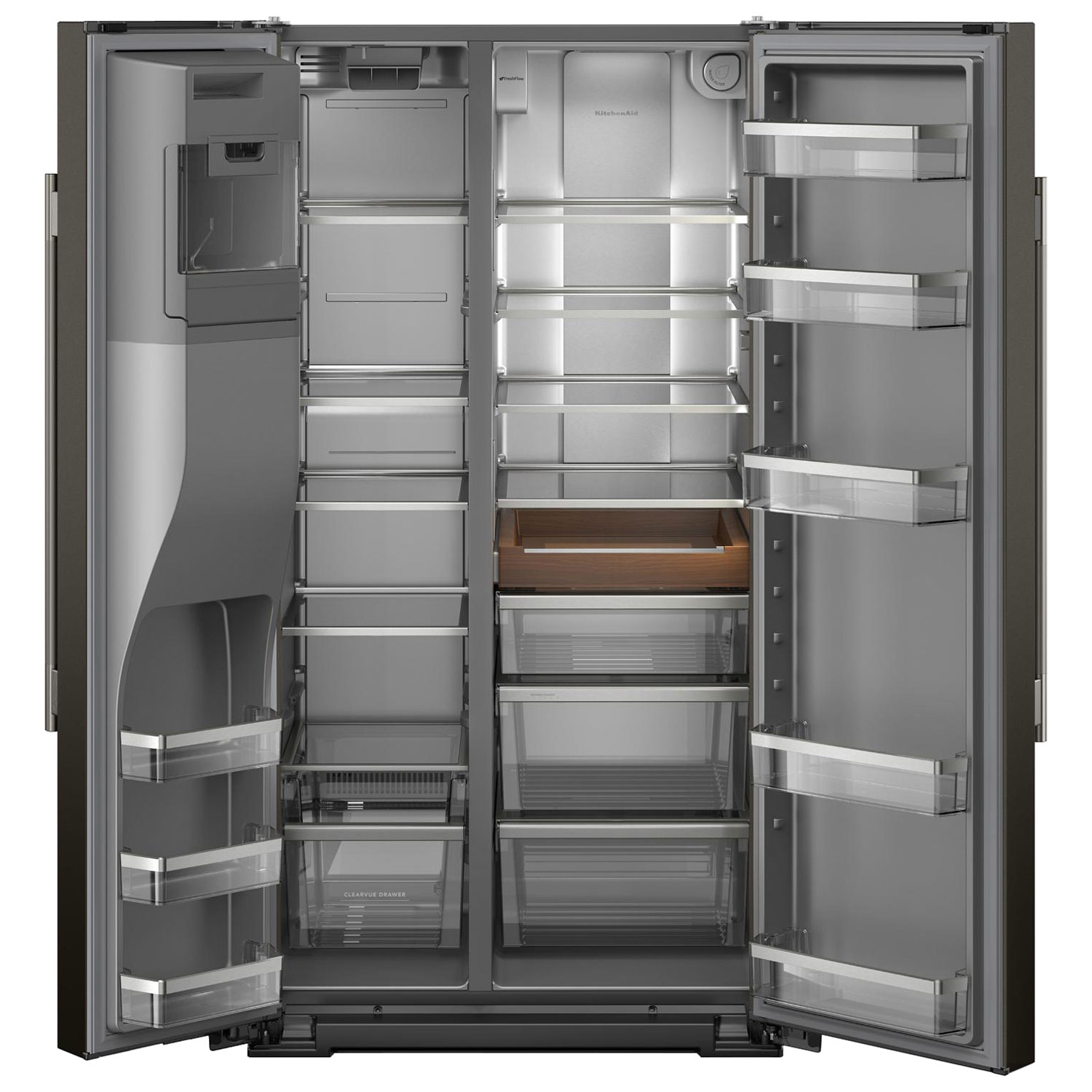 Réfrigérateur à congélateur juxtaposé 20,9 pi³ 36 po avec distributeur d'eau et de glaçons de KitchenAid - Minerai noir