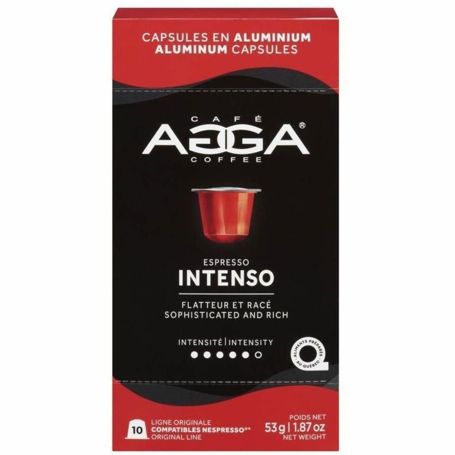 Agga Espresso Intenso 1.87oz Dark Roast Aluminium Capsules - 10 Counts