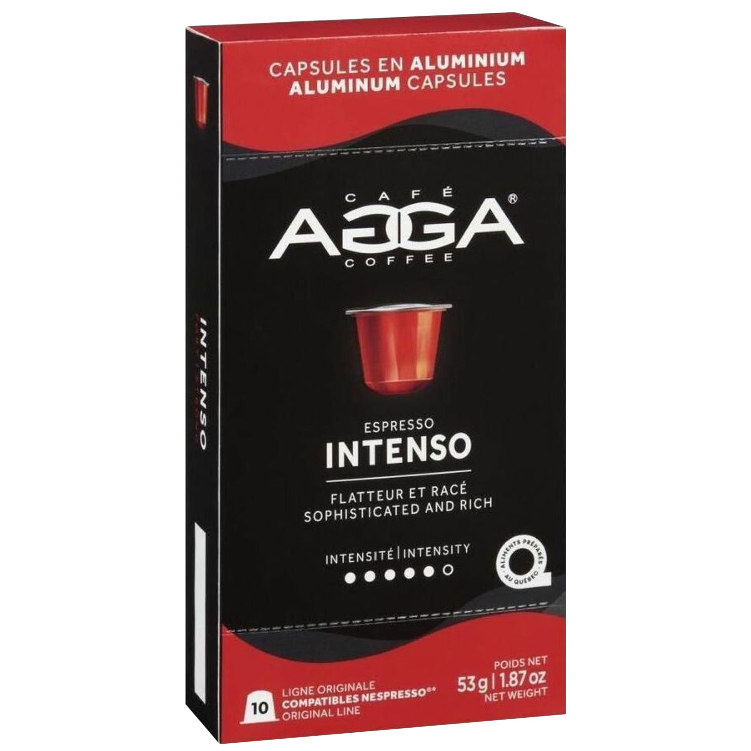 Agga Espresso Intenso 1.87oz Dark Roast Aluminium Capsules - 10 Counts