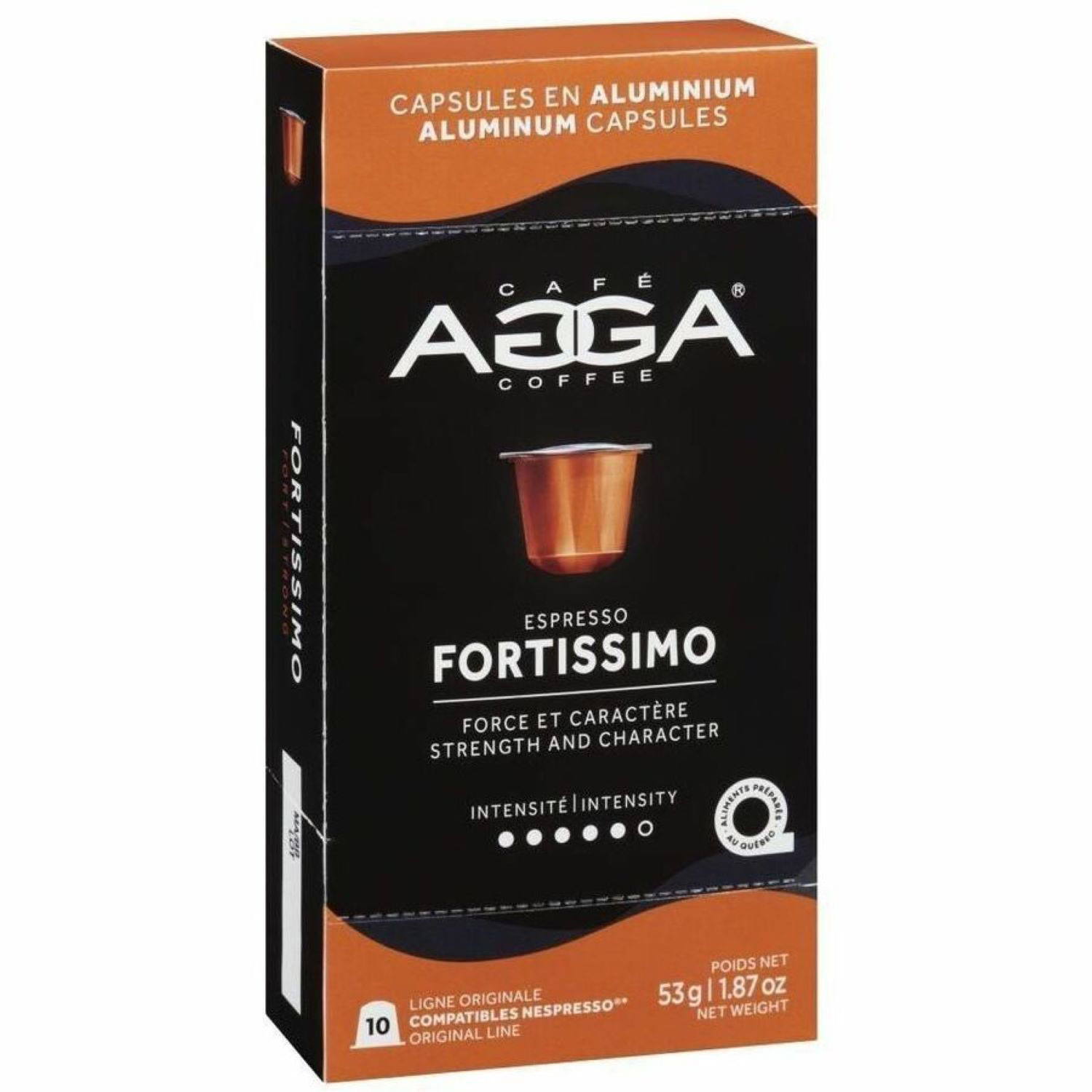 Agga Espresso Fortissimo 1.87oz Dark Roast Aluminium Capsules - 10 Counts