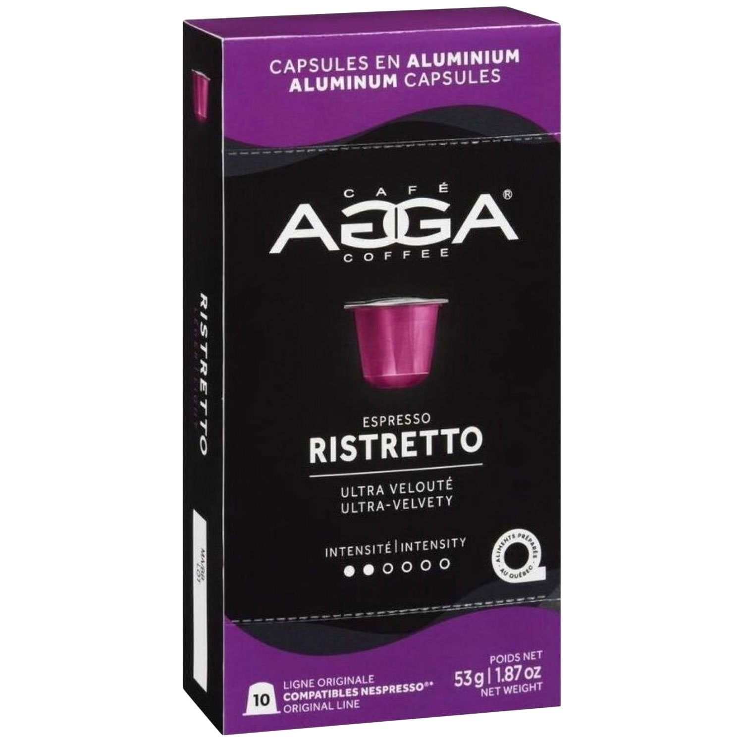 Capsules en aluminium de torréfaction légère Espresso Ristretto 1,87 oz d'Agga - 10 capsules